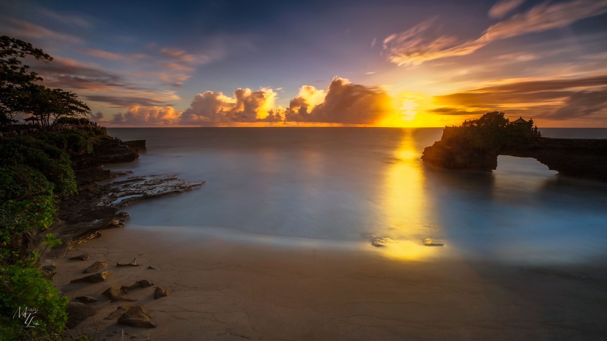 Free download wallpaper Sunset, Sea, Beach, Horizon, Ocean, Earth, Cloud on your PC desktop
