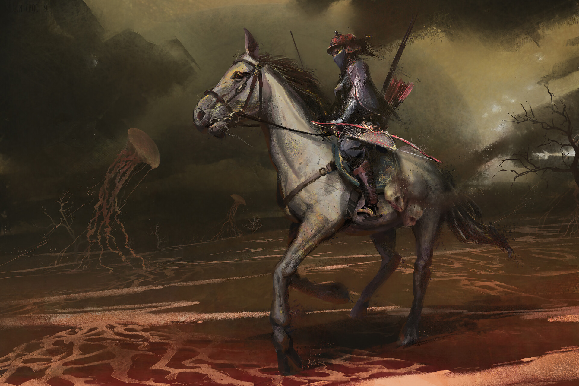 PCデスクトップにファンタジー, 馬, 弓, 射手, 女戦士画像を無料でダウンロード