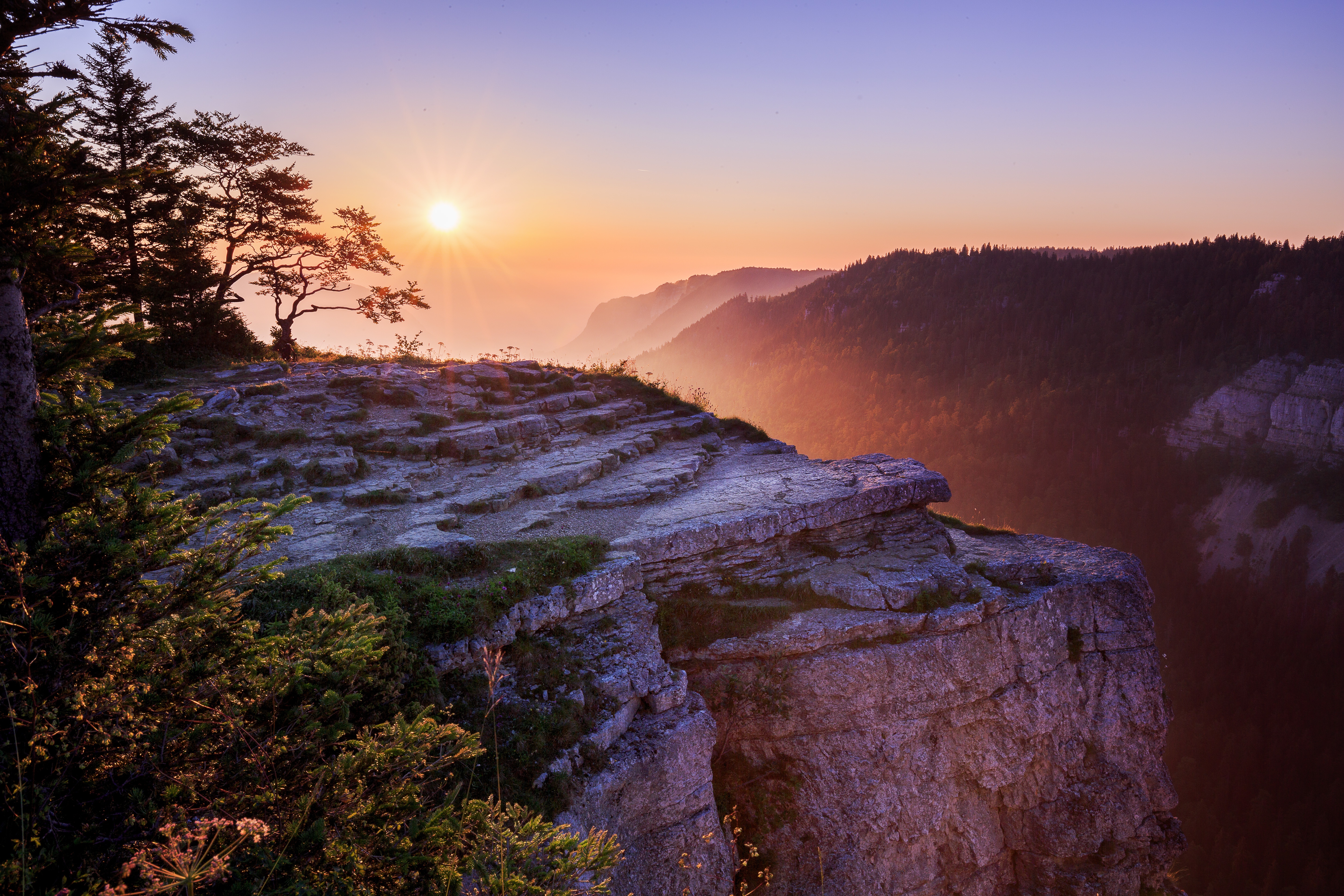 Free download wallpaper Dawn, Rock, Fog, Earth, Morning, Cliff on your PC desktop
