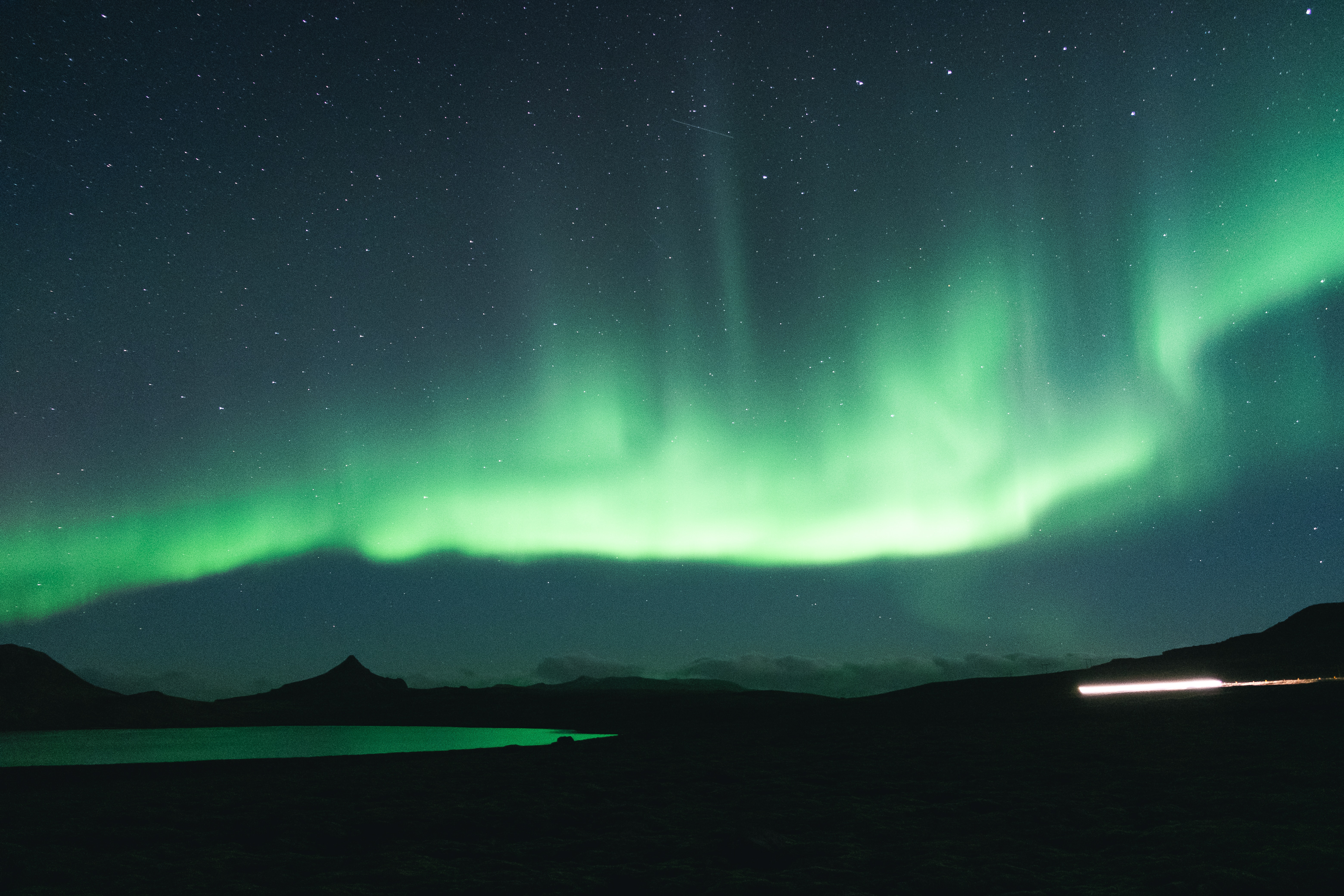 aurora, northern lights, landscape, nature, night, green, aurora borealis