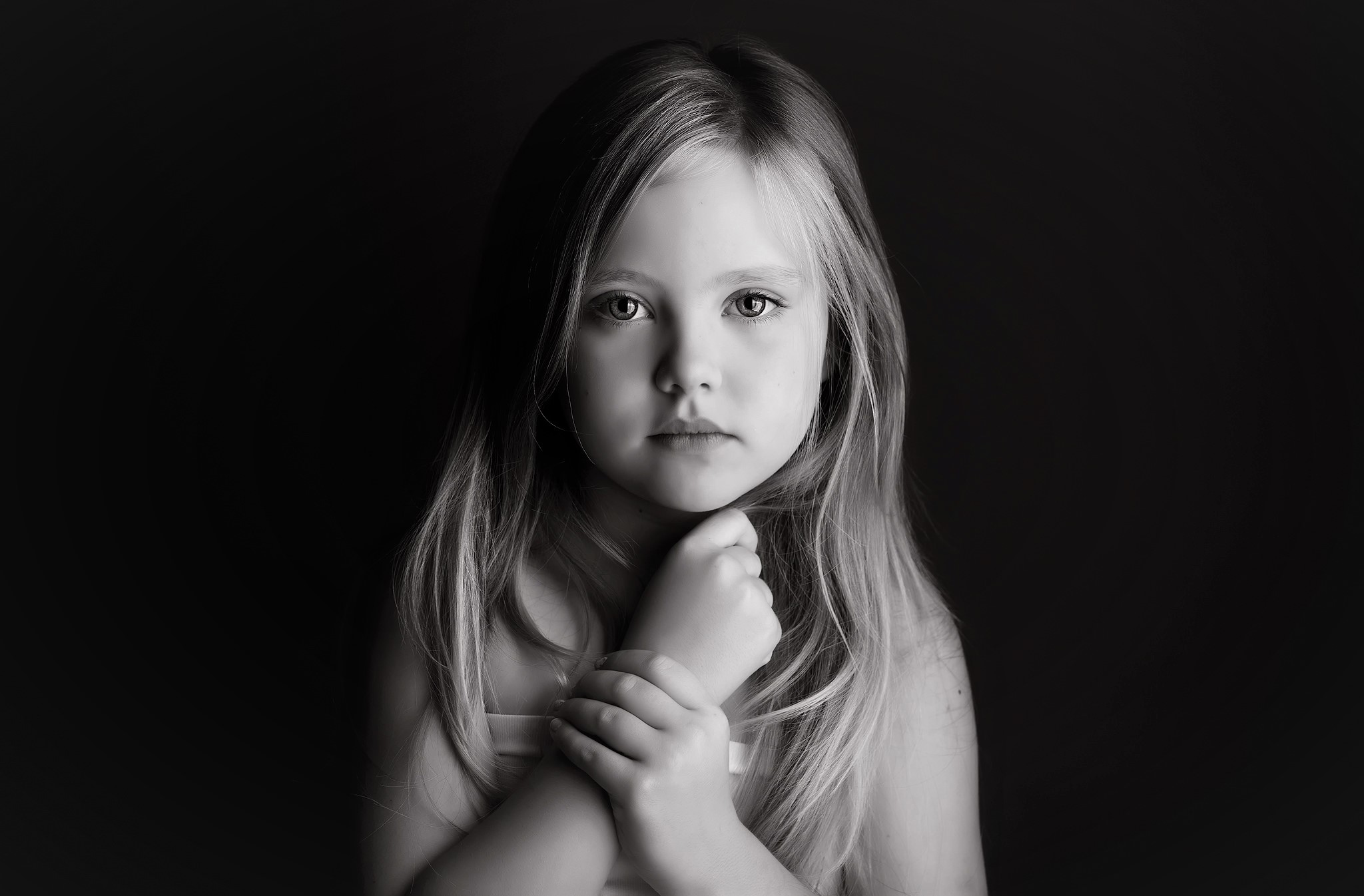 Download mobile wallpaper Child, Cute, Photography, Black & White, Little Girl for free.