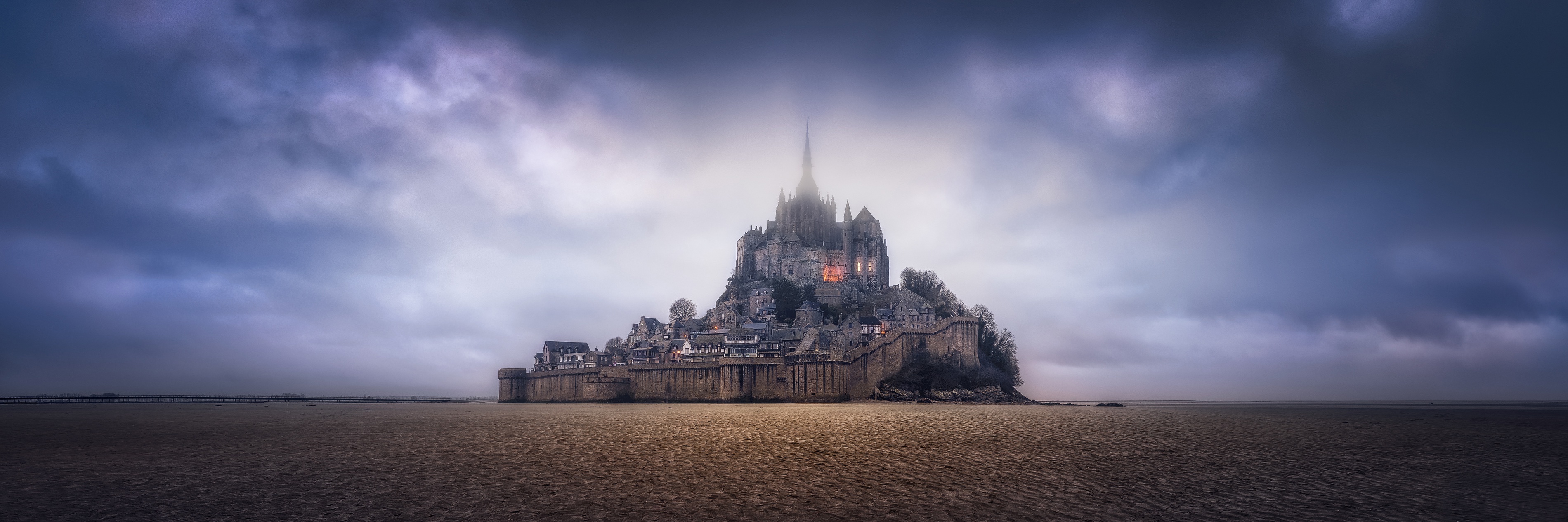 Download mobile wallpaper France, Town, Mont Saint Michel, Monastery, Religious for free.