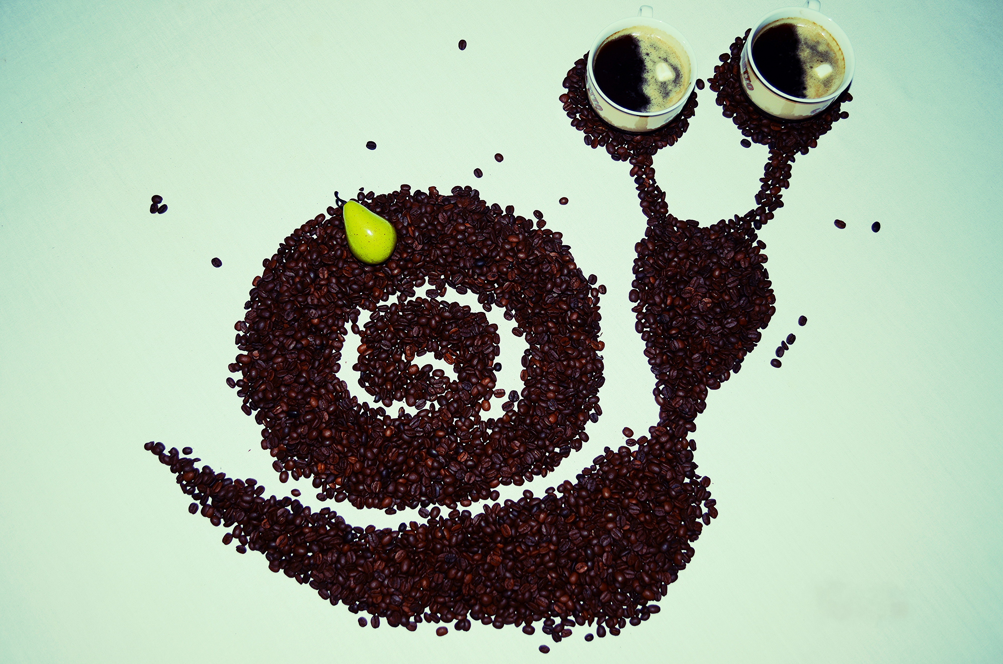 Download mobile wallpaper Food, Coffee, Cup, Snail, Coffee Beans for free.