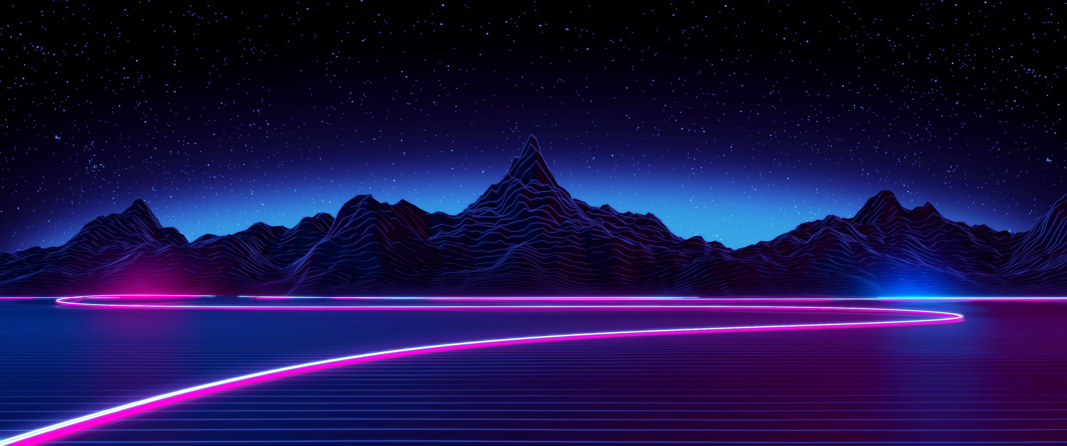 Free download wallpaper Mountain, Artistic, Retro Wave on your PC desktop