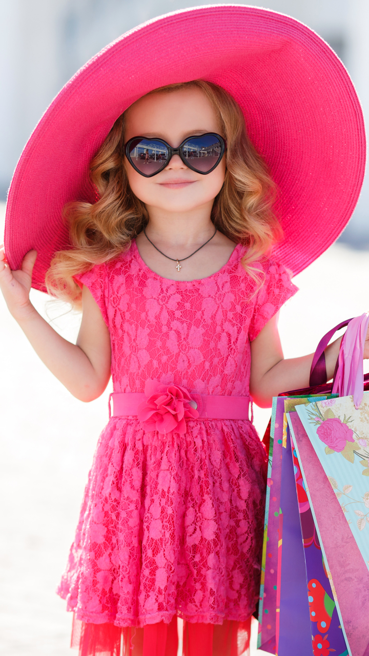 Download mobile wallpaper Child, Blonde, Hat, Cute, Dress, Photography, Sunglasses, Little Girl for free.