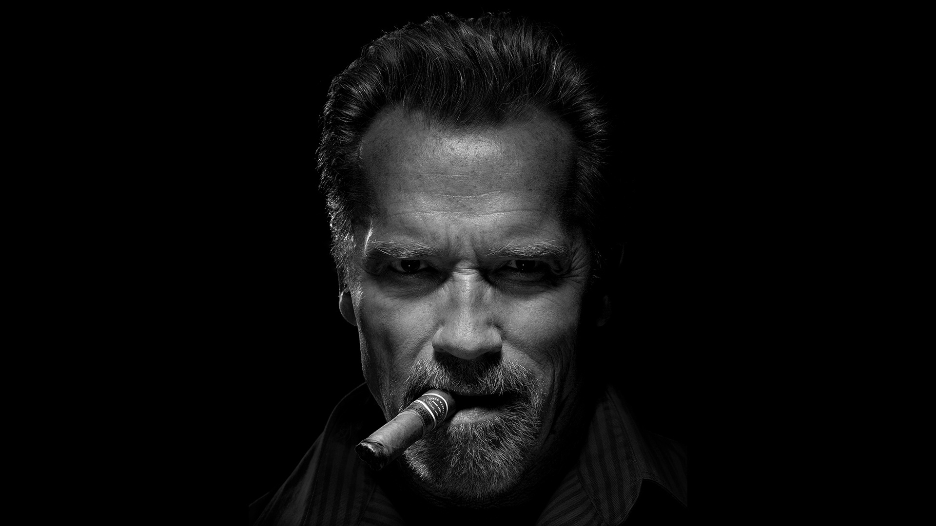 cigar, arnold schwarzenegger, actor, celebrity, american, black & white, face