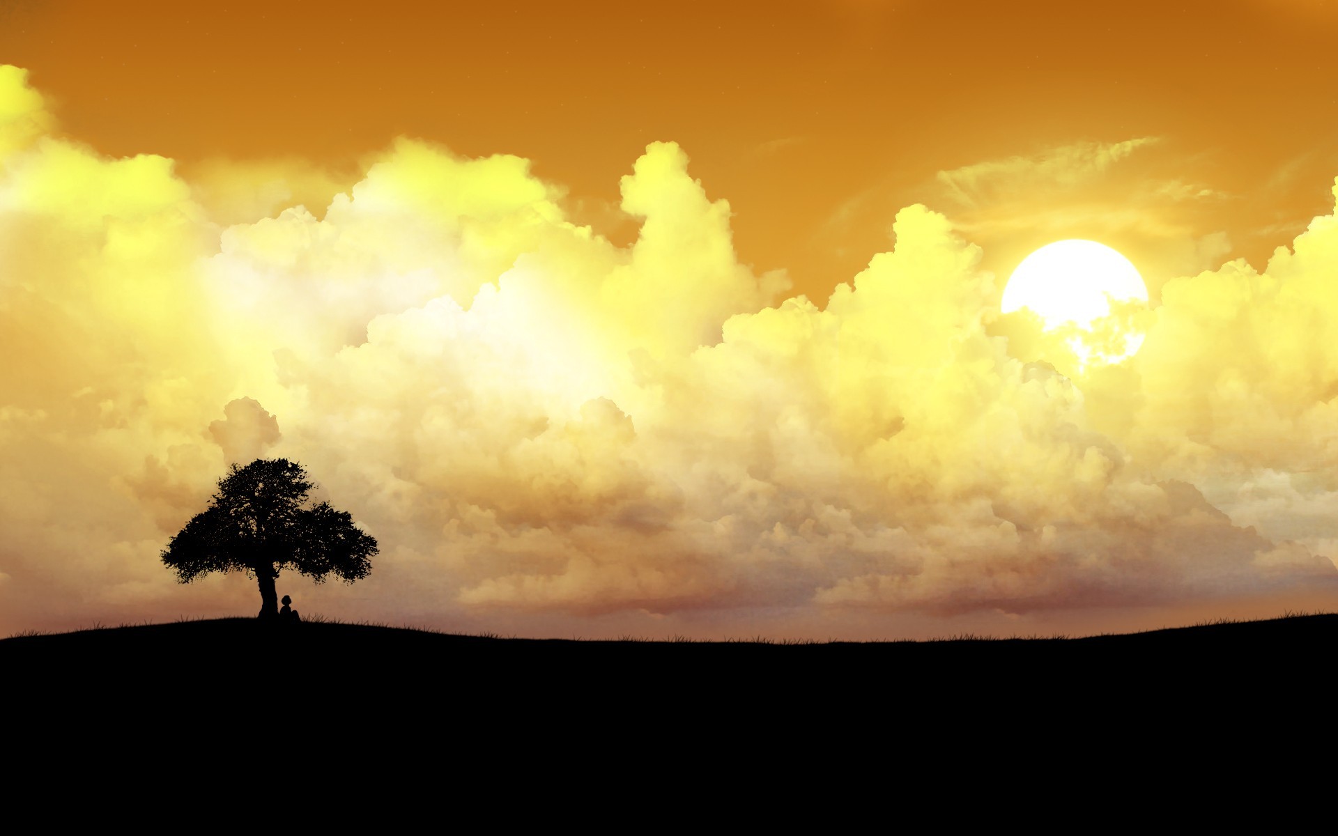 Free download wallpaper Landscape, Tree, Artistic, Cloud on your PC desktop