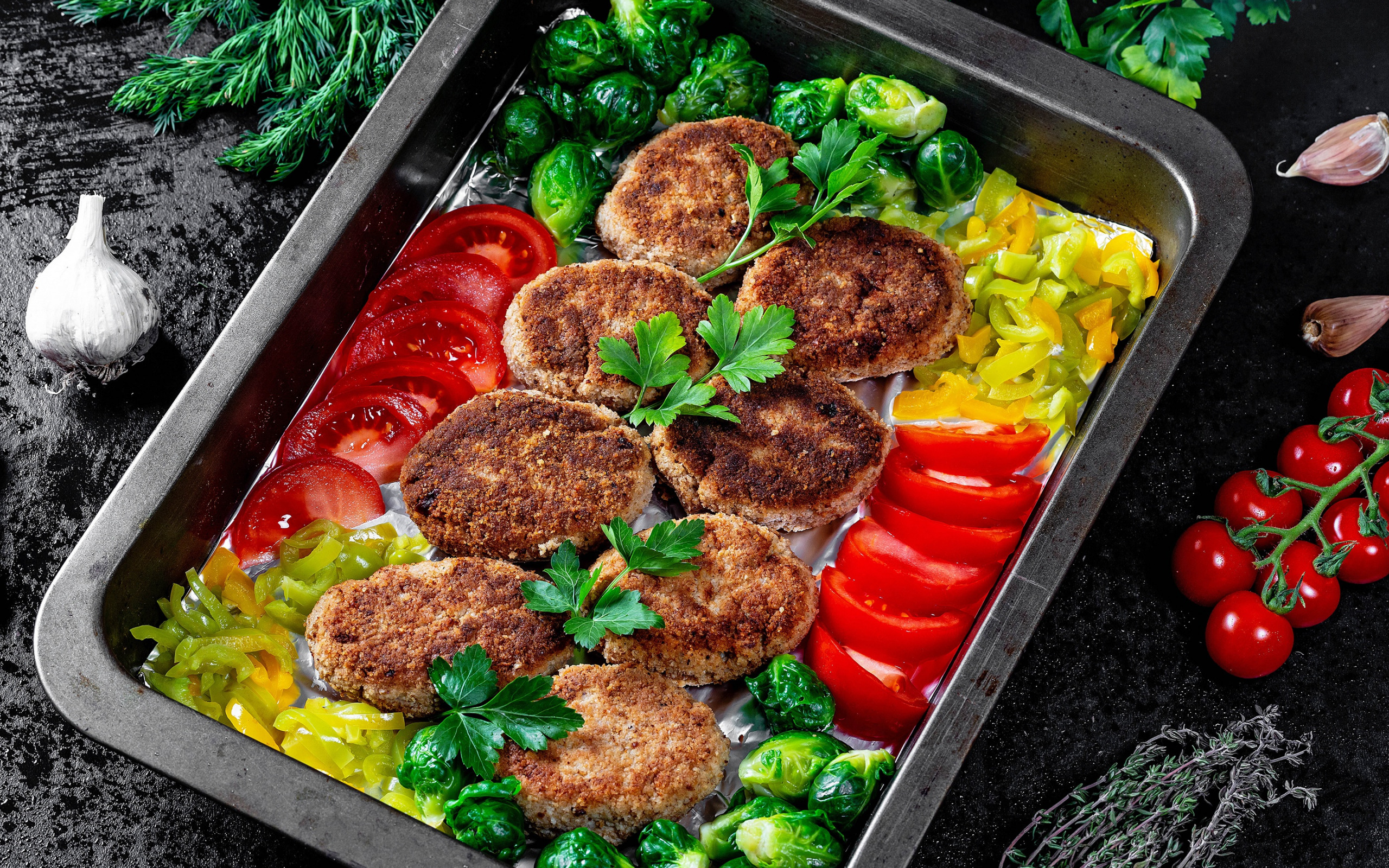 Laden Sie das Gemüse, Fleisch, Nahrungsmittel-Bild kostenlos auf Ihren PC-Desktop herunter