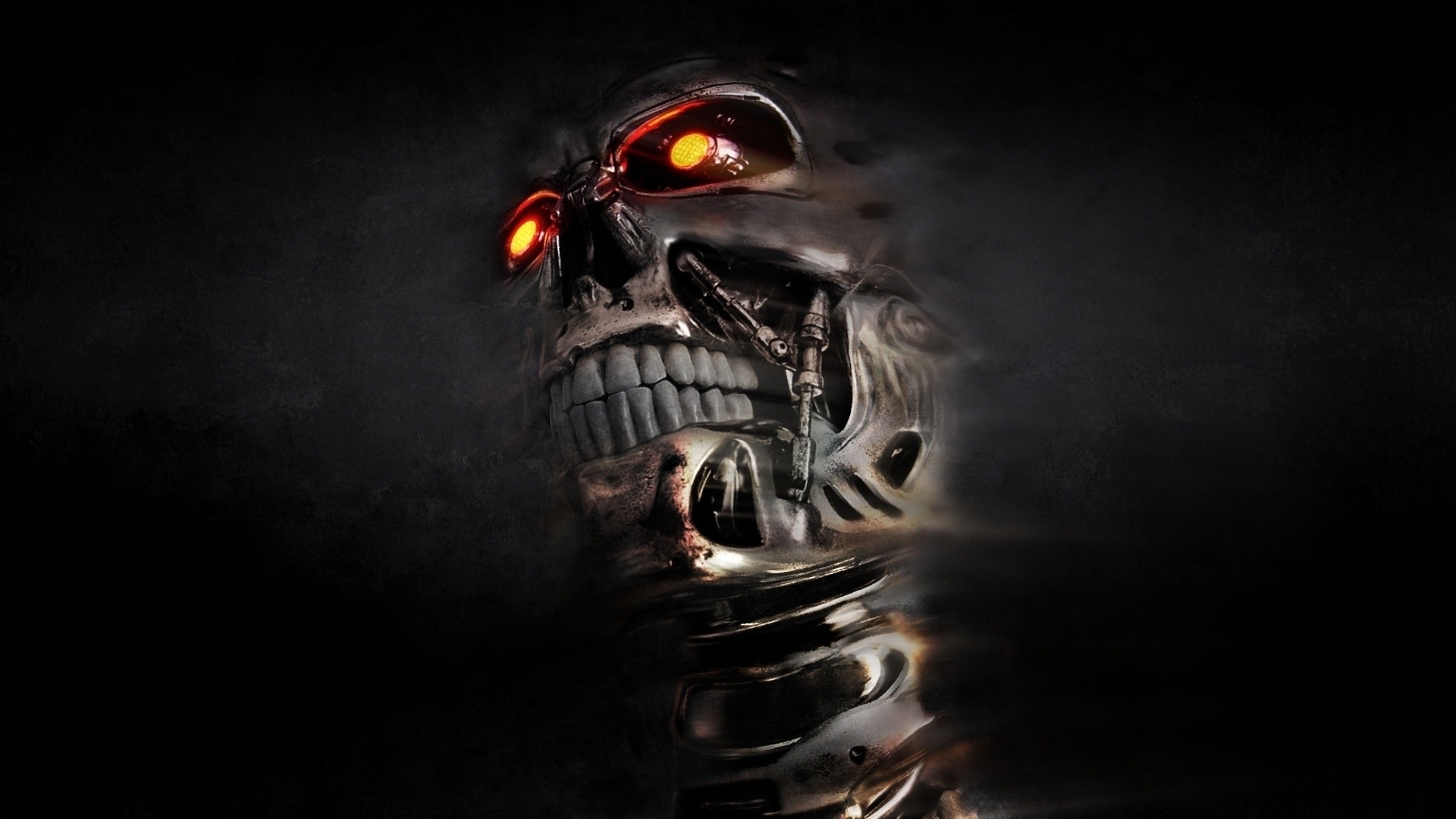Download mobile wallpaper Cyborg, 3D, Skull, Sci Fi for free.