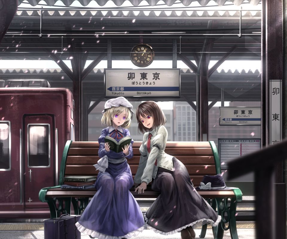 Download mobile wallpaper Anime, Train Station, Touhou, Maribel Hearn, Renko Usami for free.