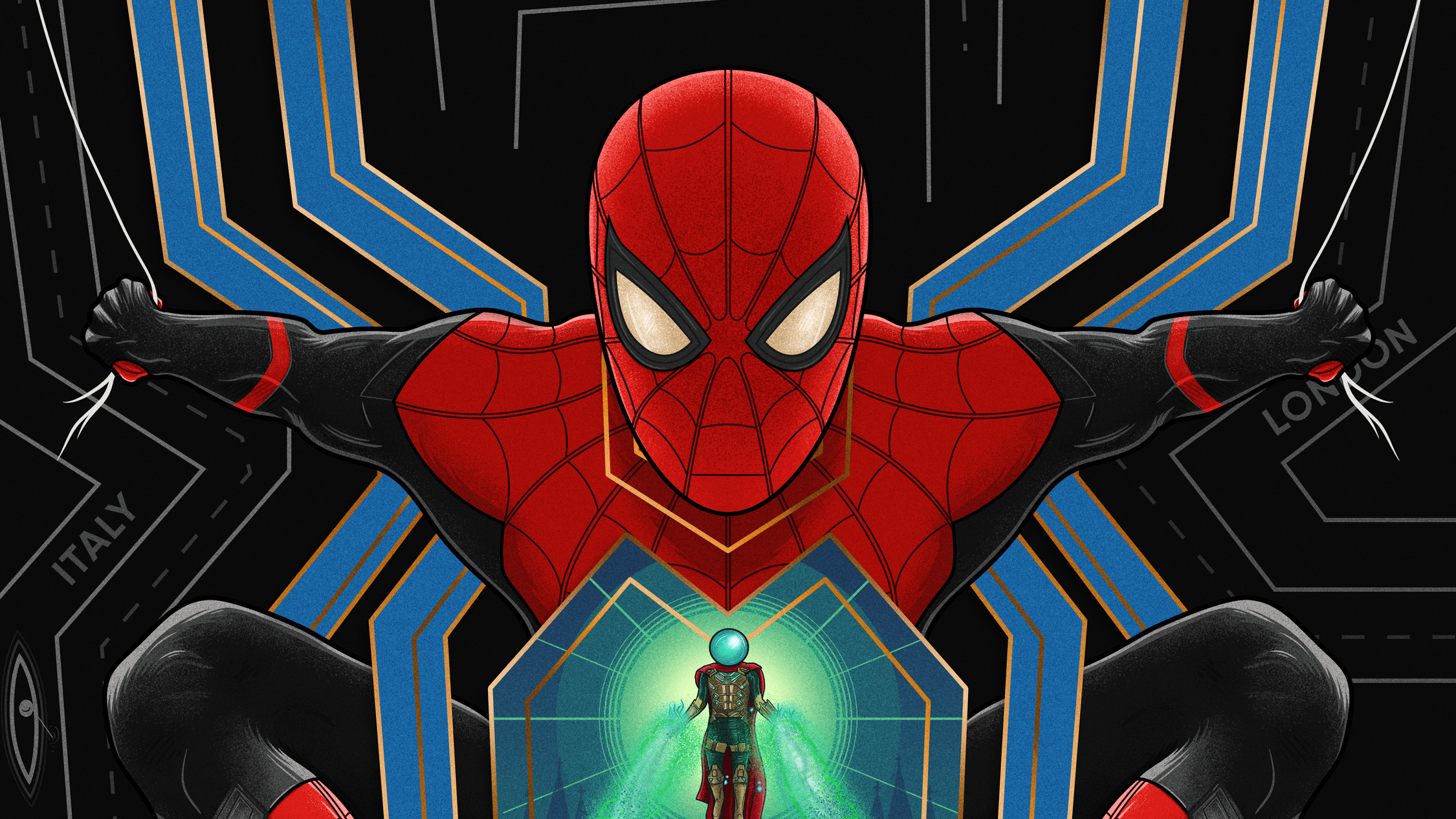 Laden Sie das Filme, Spider Man, Mysterio (Marvel Comics), Spider Man: Far From Home-Bild kostenlos auf Ihren PC-Desktop herunter