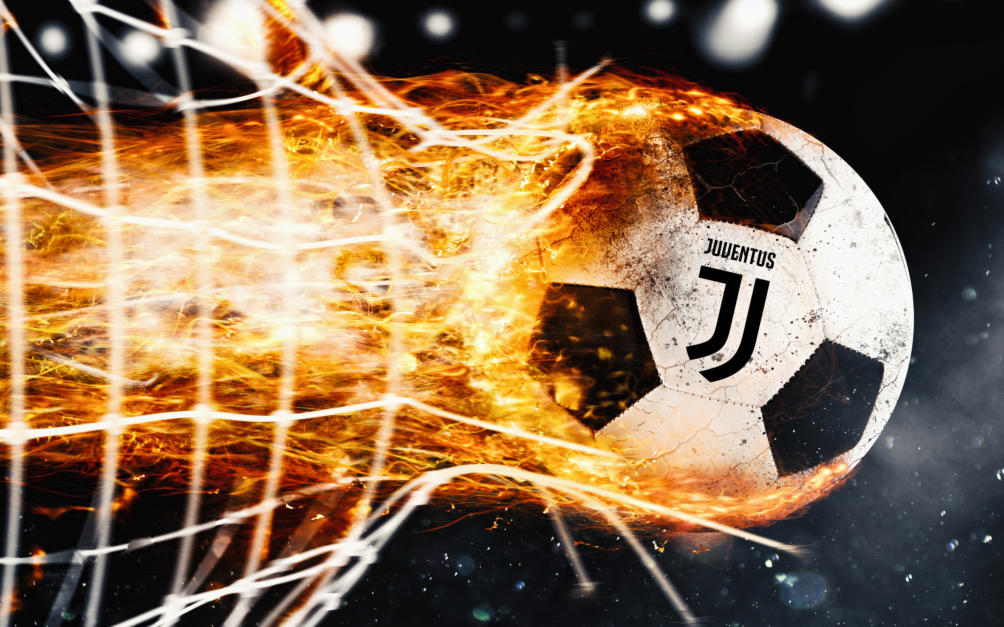 Handy-Wallpaper Sport, Fußball, Feuer, Ball, Logo, Juventus Turin kostenlos herunterladen.