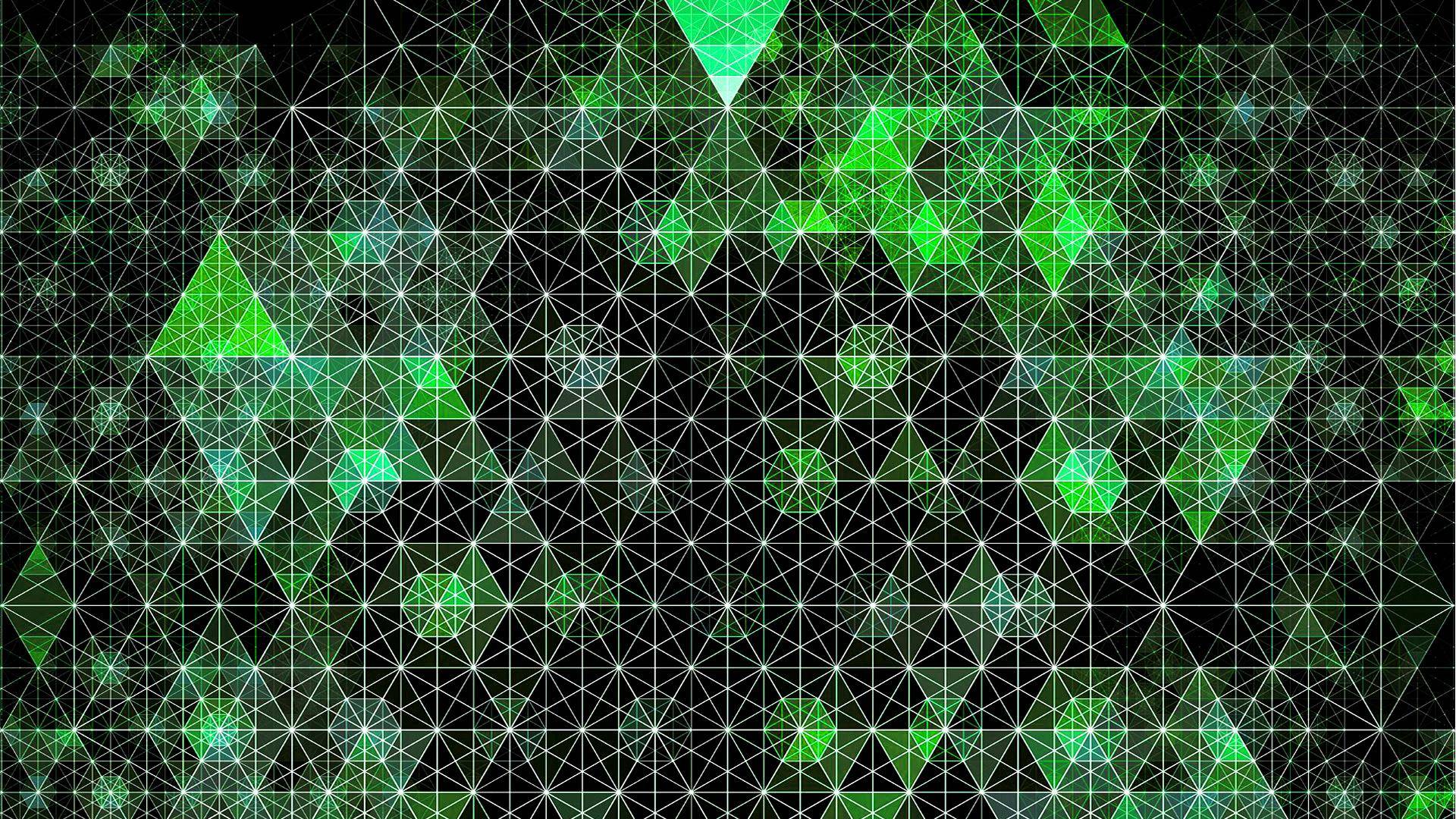 Скачать обои бесплатно Зеленый, Художественный, Треугольник, Тьма, Шаблоны, Абстрактные картинка на рабочий стол ПК