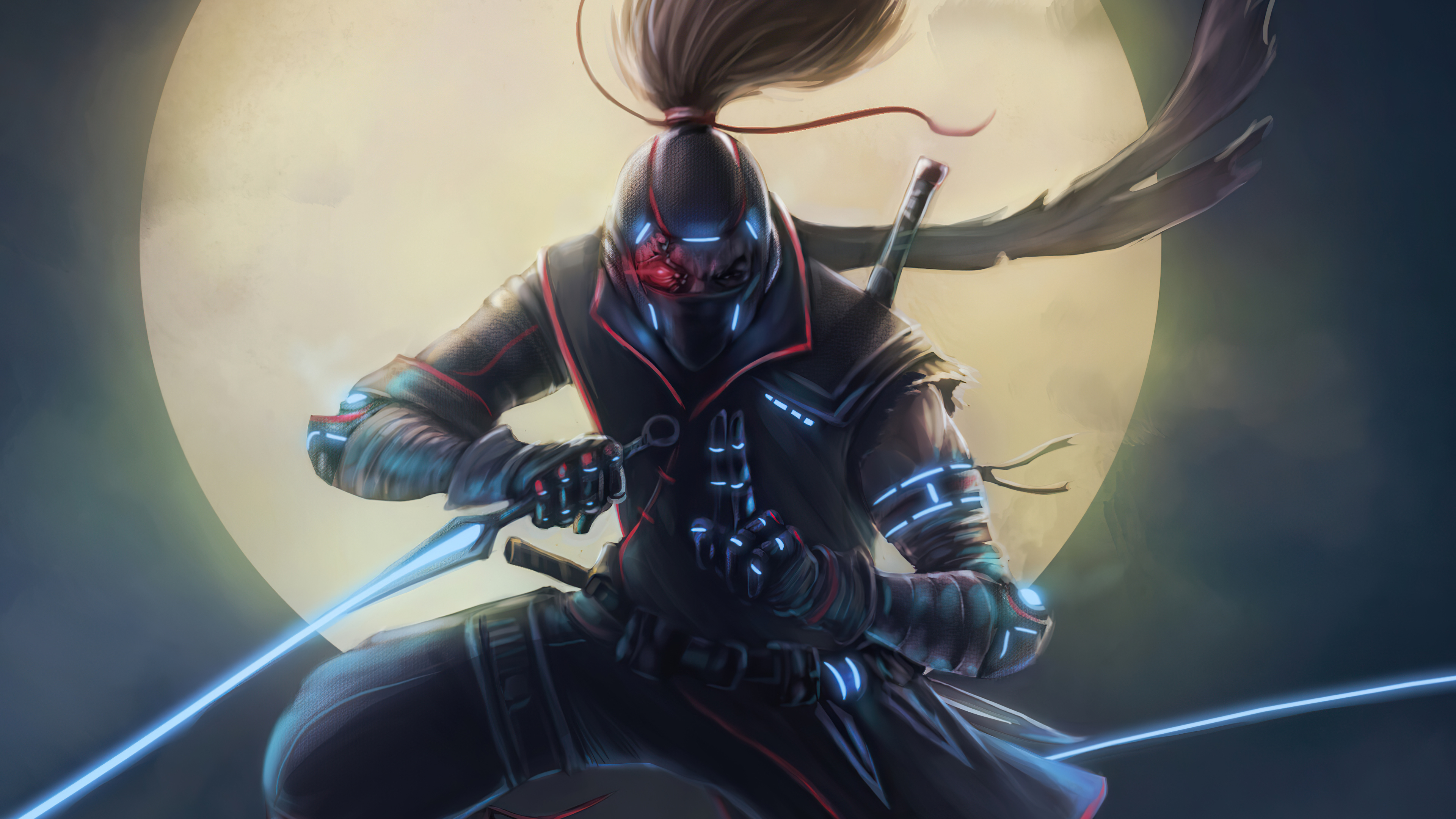 Free download wallpaper Cyberpunk, Warrior, Sci Fi, Ninja on your PC desktop