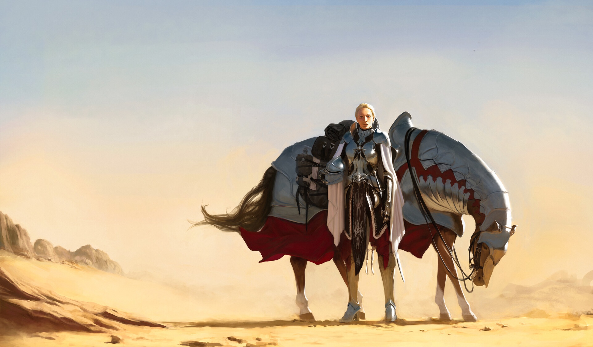 Download mobile wallpaper Fantasy, Horse, Knight, Armor, Woman Warrior for free.