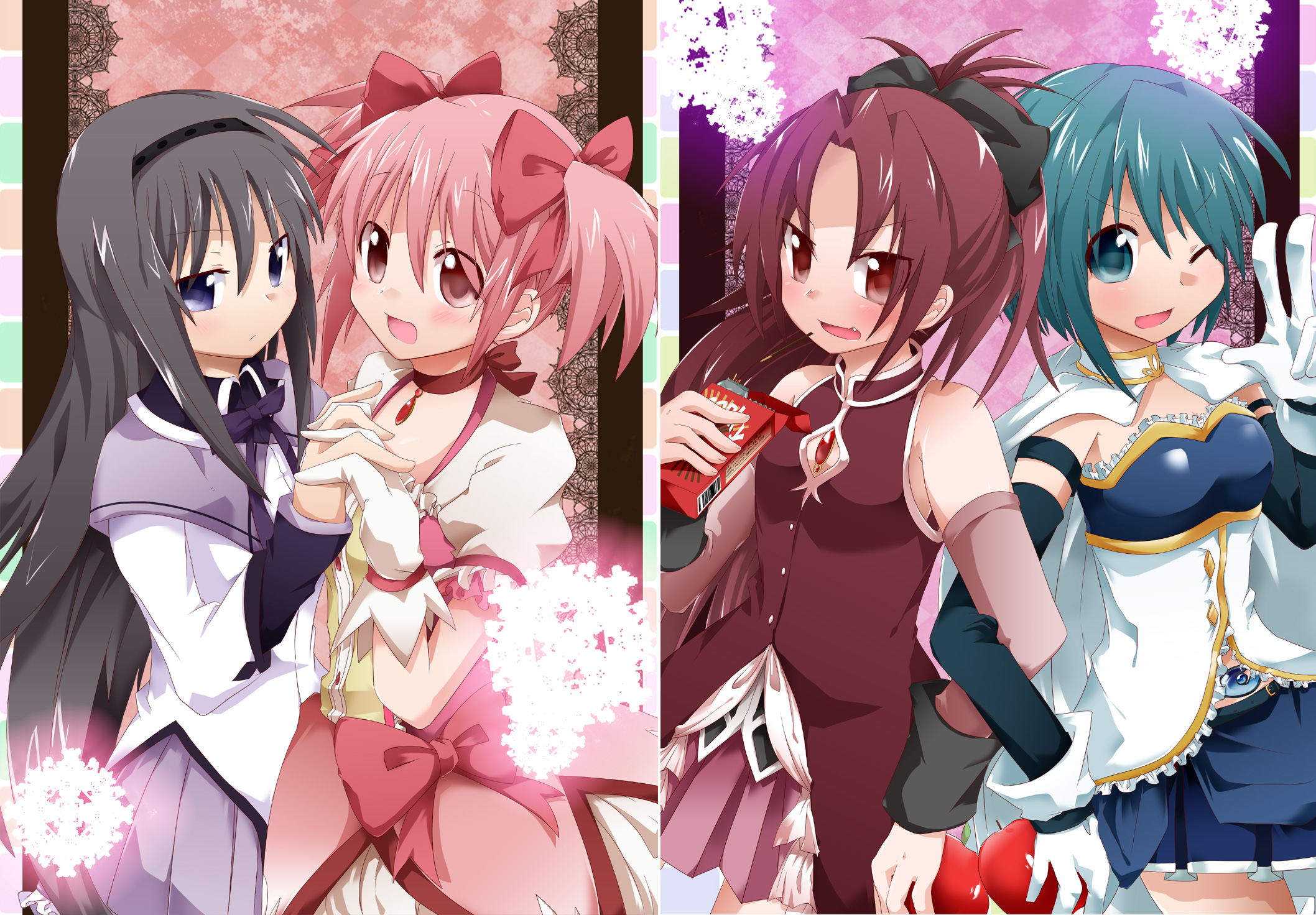 Laden Sie das Animes, Kyōko Sakura, Madoka Magica, Homur Akemi, Madoka Kaname, Sayaka Miki-Bild kostenlos auf Ihren PC-Desktop herunter