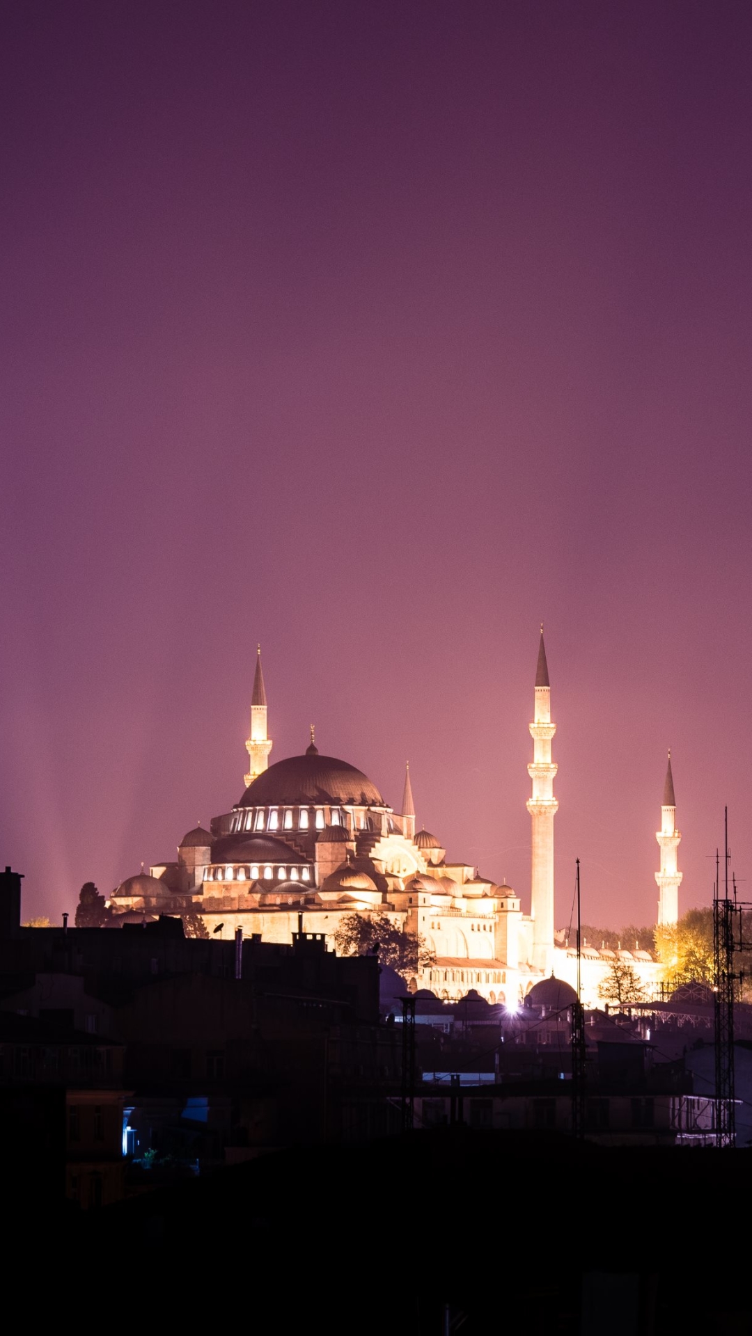 Download mobile wallpaper Night, Religion, Mosque, Islam, Religious, Suleymaniye Mosque, Mosques for free.
