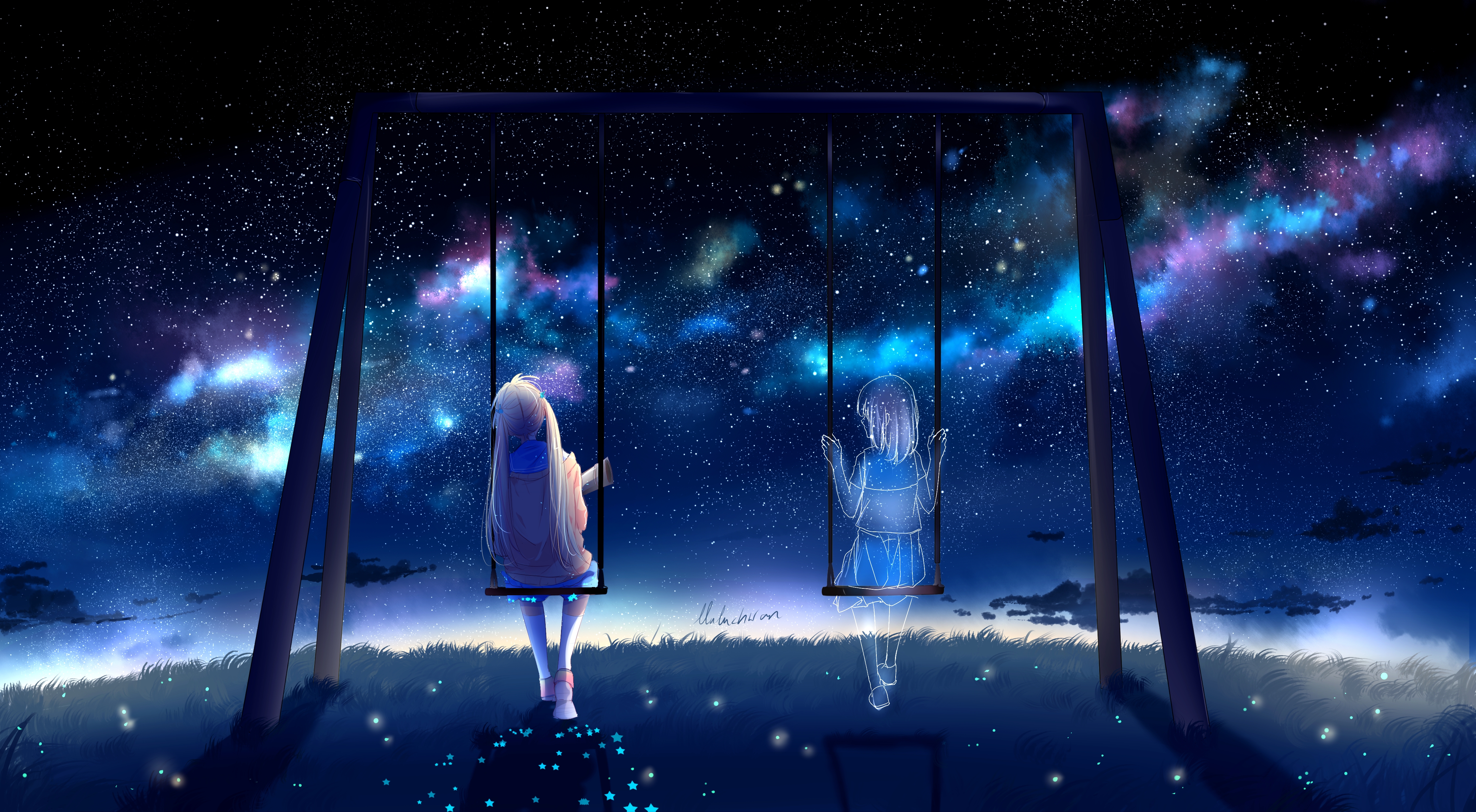 Free download wallpaper Anime, Sky, Stars, Original on your PC desktop