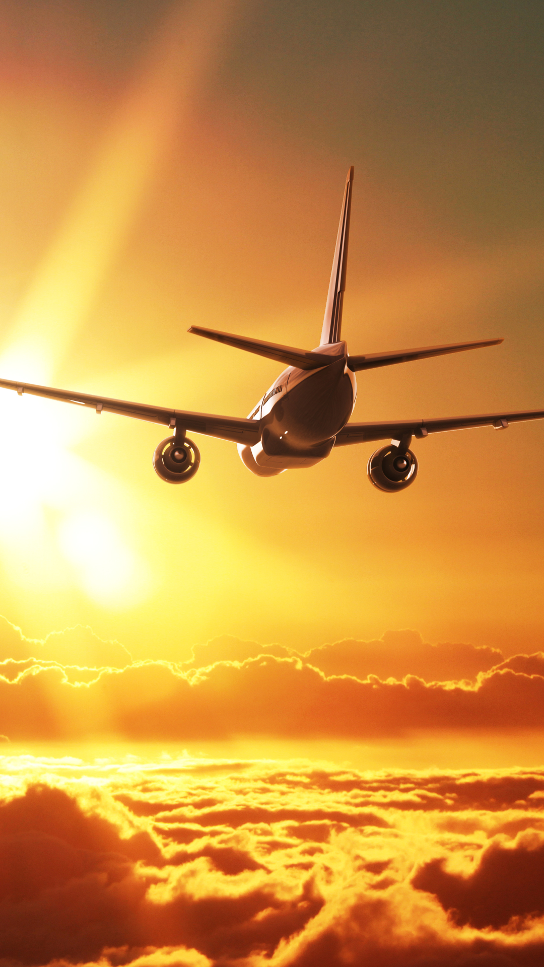 Download mobile wallpaper Sky, Sun, Cloud, Aircraft, Passenger Plane, Sunbeam, Vehicles, Sunbean for free.