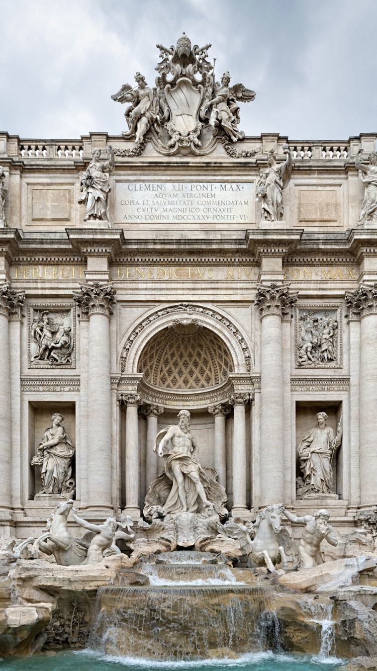 Download mobile wallpaper Monuments, Italy, Fountain, Man Made, Trevi Fountain for free.