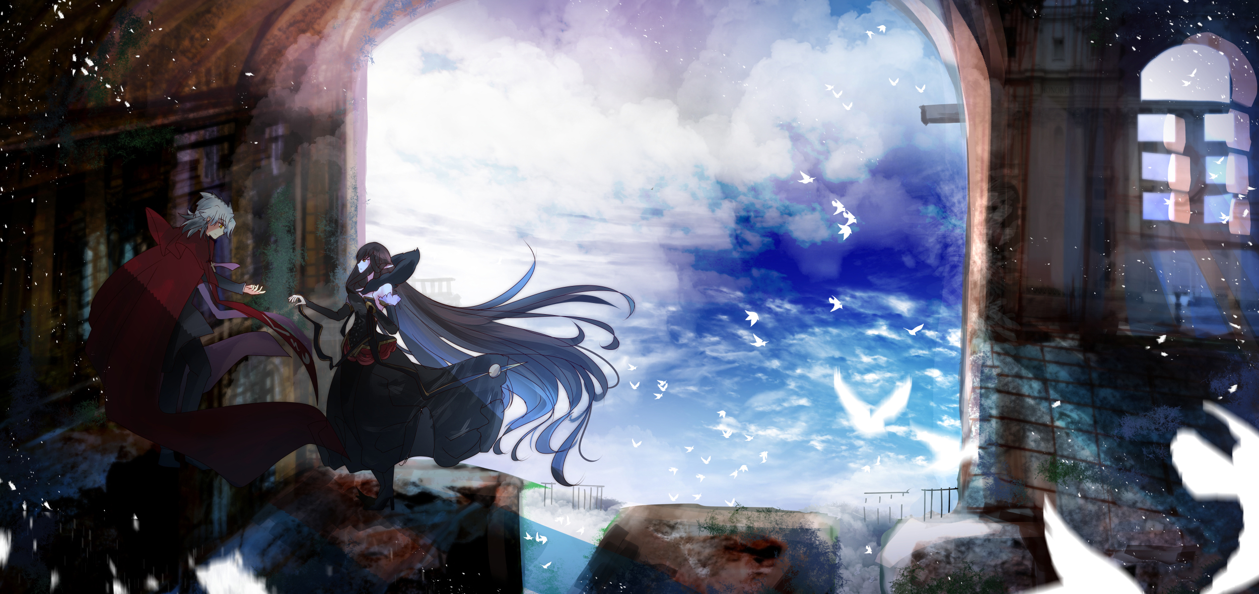 Free download wallpaper Anime, Sky, Bird, Couple, Fate/apocrypha, Fate Series on your PC desktop