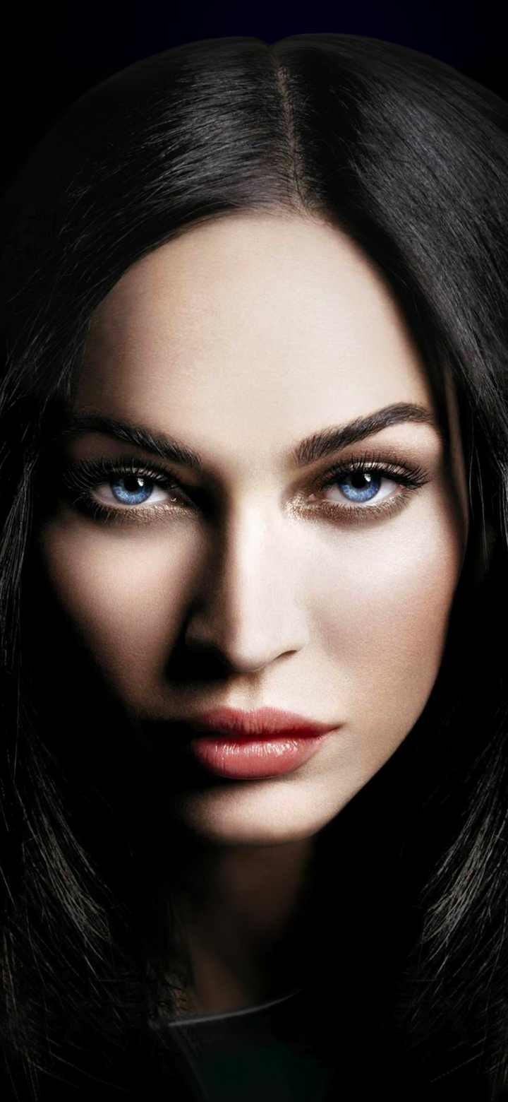 Download mobile wallpaper Megan Fox, Face, Blue Eyes, Celebrity, Black Hair, Actress for free.