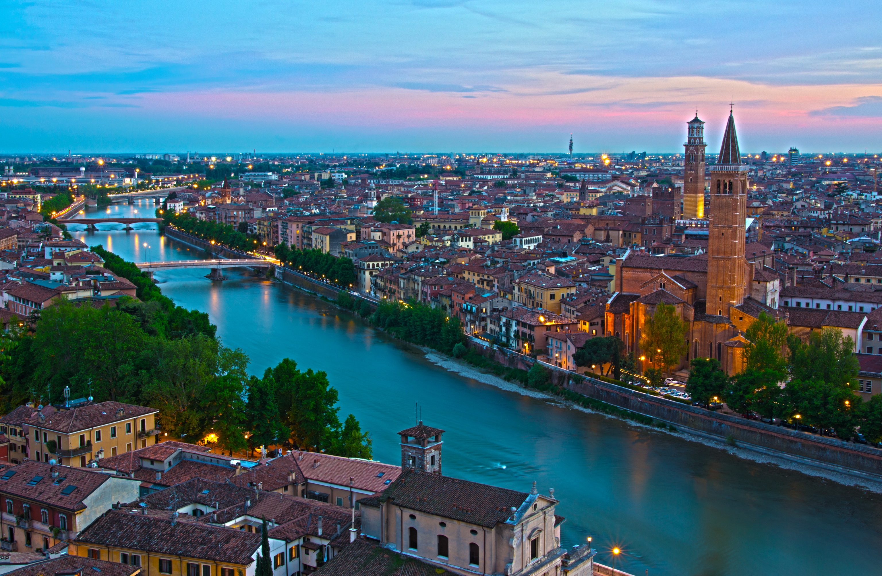 italy, cities, horizon, from above, above, verona, borgo trento, water channel, water canal 5K
