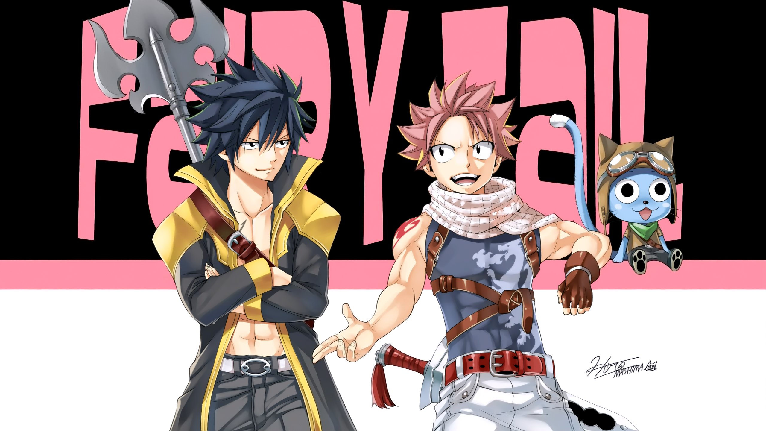 Download mobile wallpaper Anime, Fairy Tail, Natsu Dragneel, Gray Fullbuster, Happy (Fairy Tail) for free.