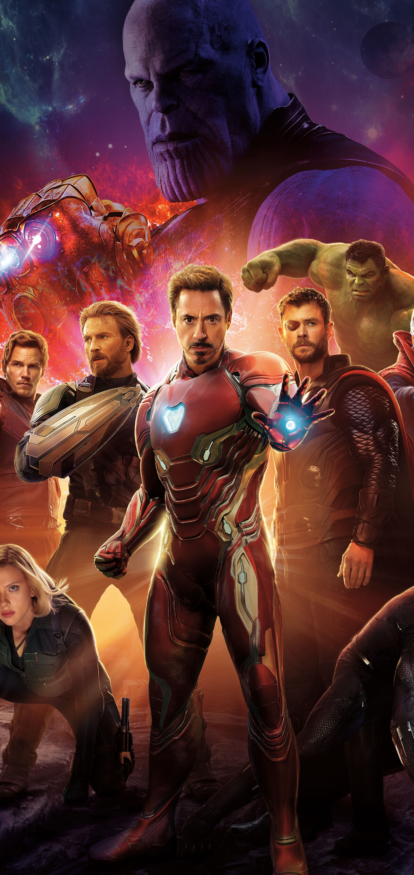 Handy-Wallpaper Hulk, Filme, Ironman, Kapitän Amerika, Thor, Die Rächer, Scharlachrote Hexe, Sternenherr, Thanos, Avengers: Infinity War kostenlos herunterladen.