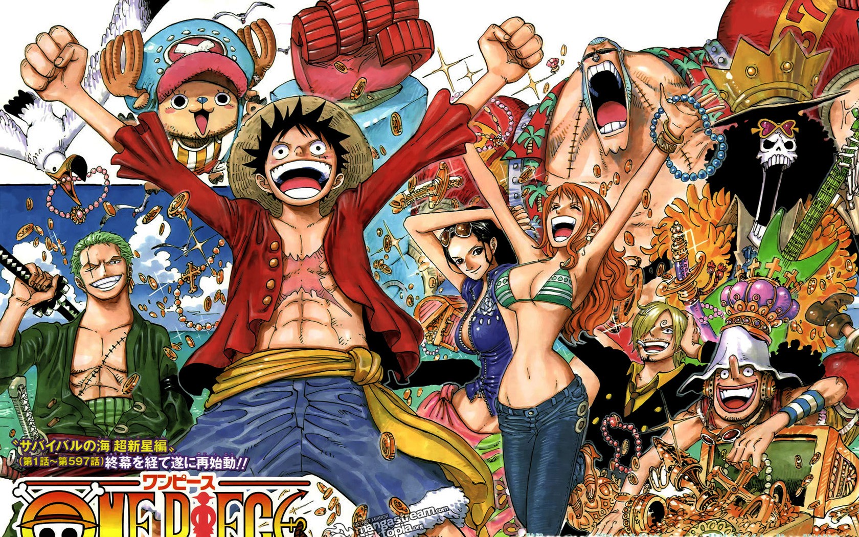 Download mobile wallpaper Anime, One Piece, Tony Tony Chopper, Usopp (One Piece), Roronoa Zoro, Monkey D Luffy, Nami (One Piece), Brook (One Piece), Nico Robin, Franky (One Piece) for free.