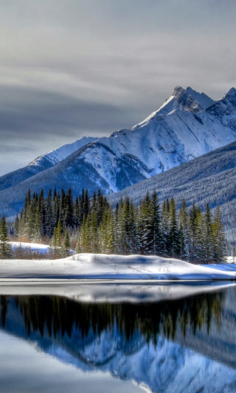 Descarga gratuita de fondo de pantalla para móvil de Invierno, Montañas, Montaña, Lago, Bosque, Nube, Tierra/naturaleza.