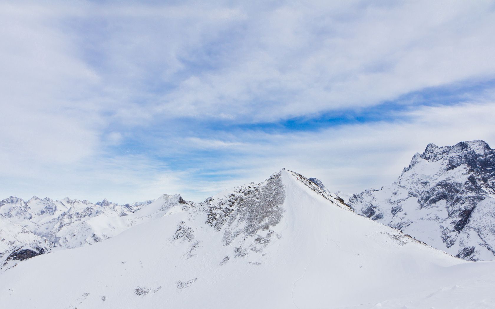 85901 télécharger l'image nature, montagnes, neige, sommet, retour au début, culminer, hauteur, caucase, dombay, dombaï - fonds d'écran et économiseurs d'écran gratuits