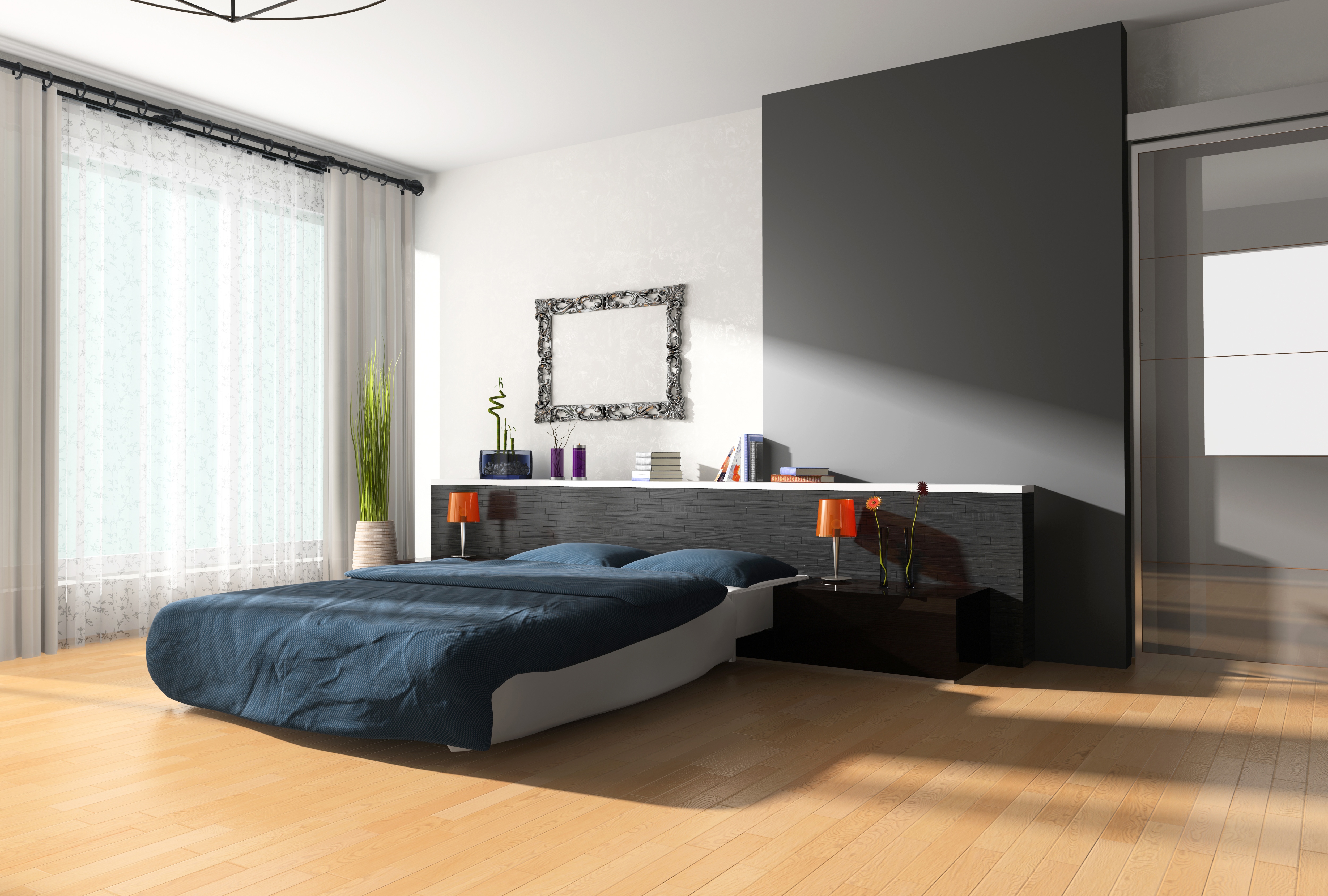 Download mobile wallpaper Room, Furniture, Bed, Bedroom, Cgi, Man Made for free.