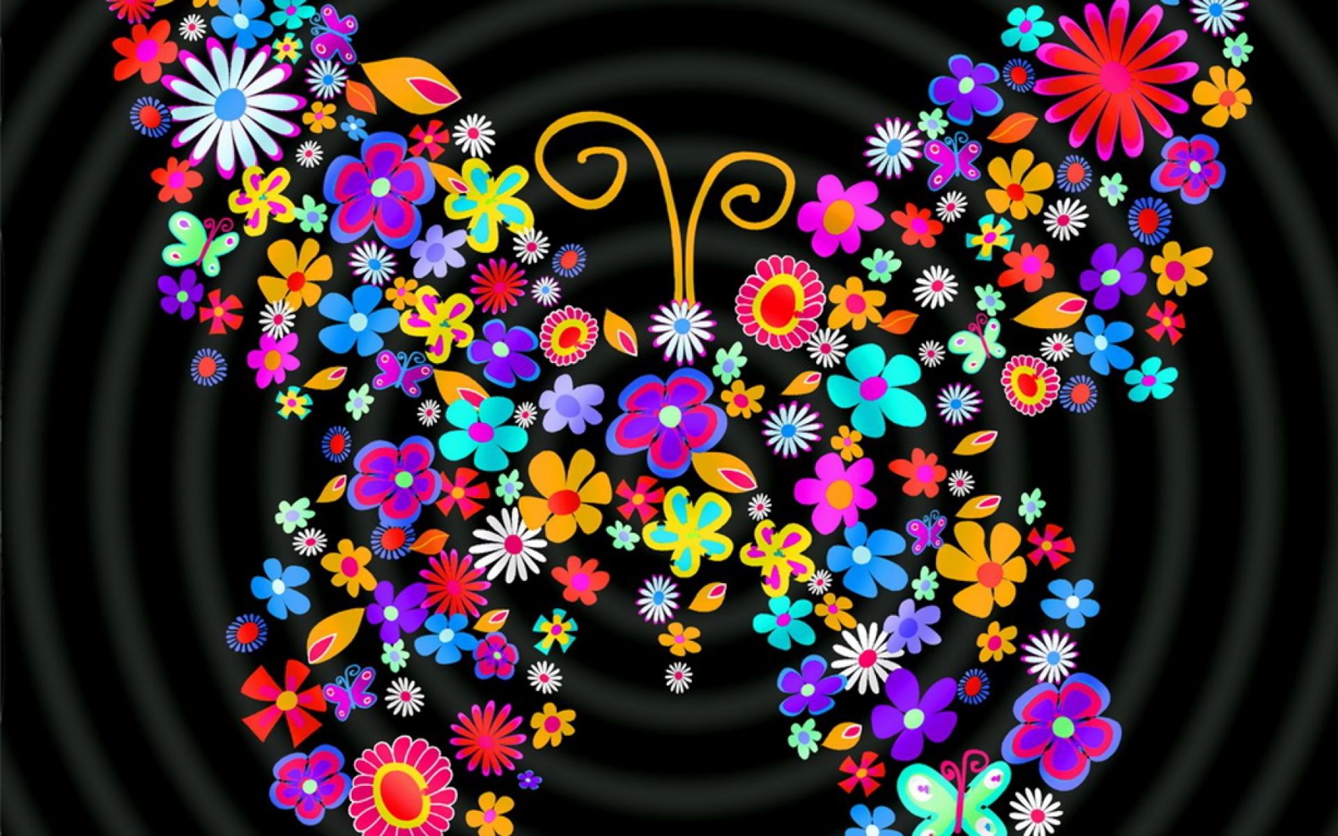 Descarga gratis la imagen Flor, Colores, Mariposa, Vistoso, Artístico en el escritorio de tu PC