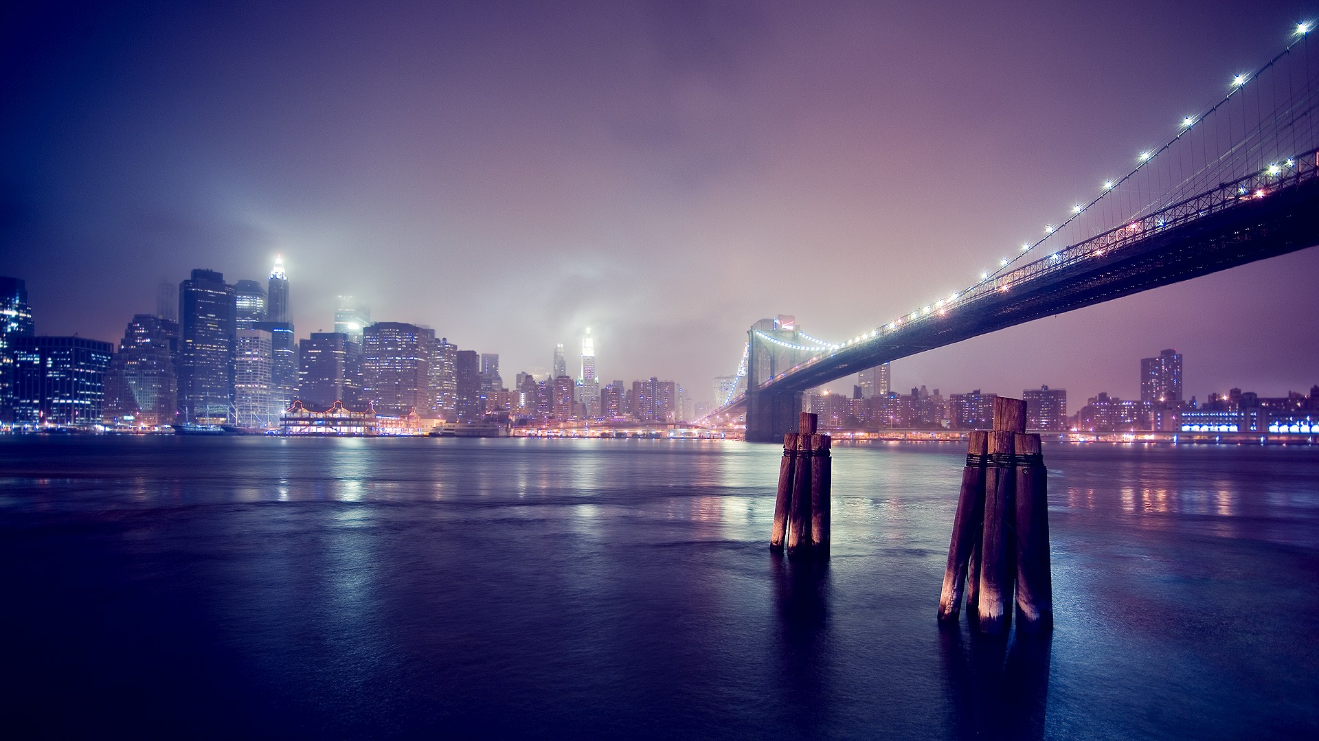 Скачать обои бесплатно Города, Нью Йорк, Бруклинский Мост, Сделано Человеком, Манхэттен картинка на рабочий стол ПК