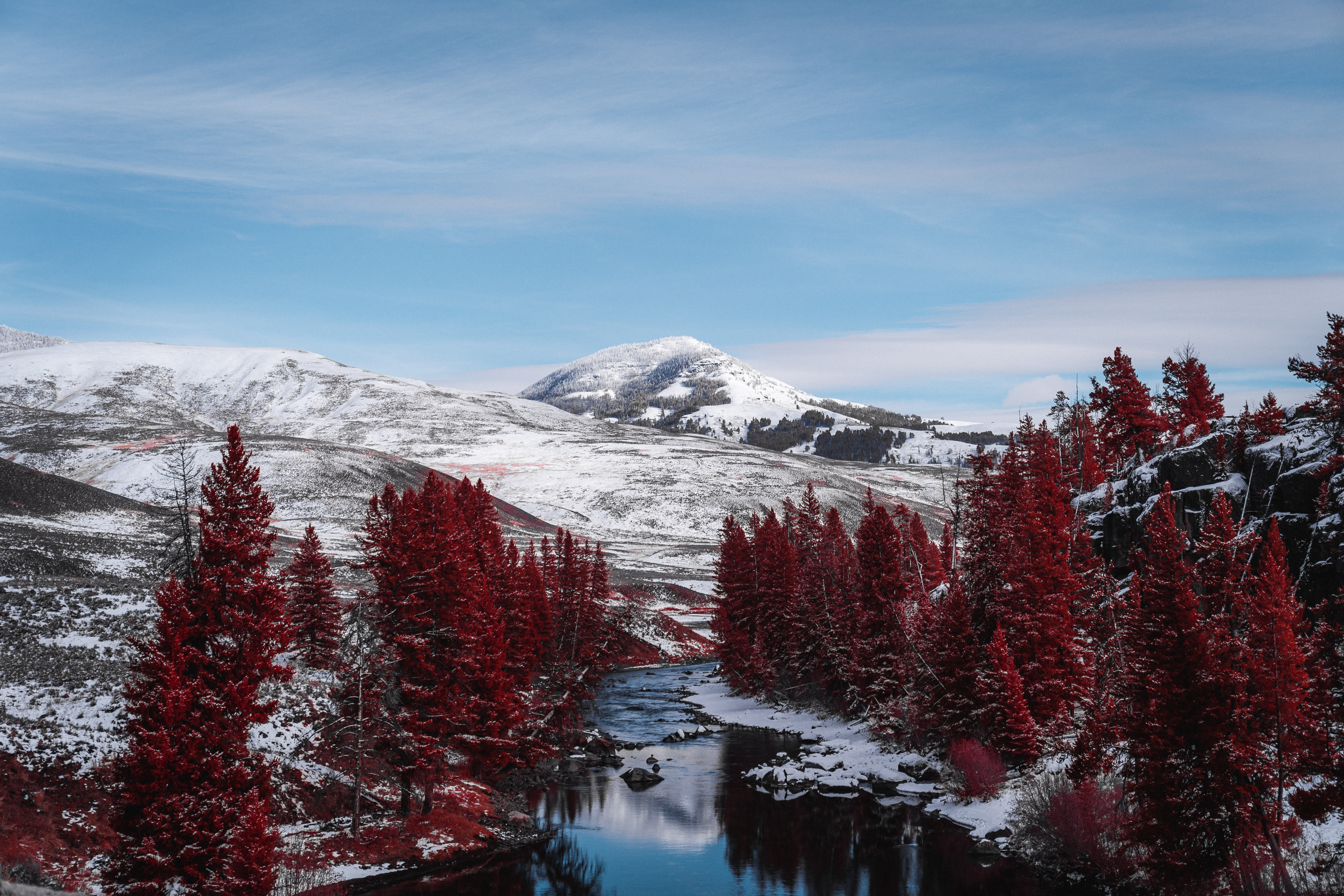 PCデスクトップに自然, 木, 丘, 山脈, 川, 風景画像を無料でダウンロード