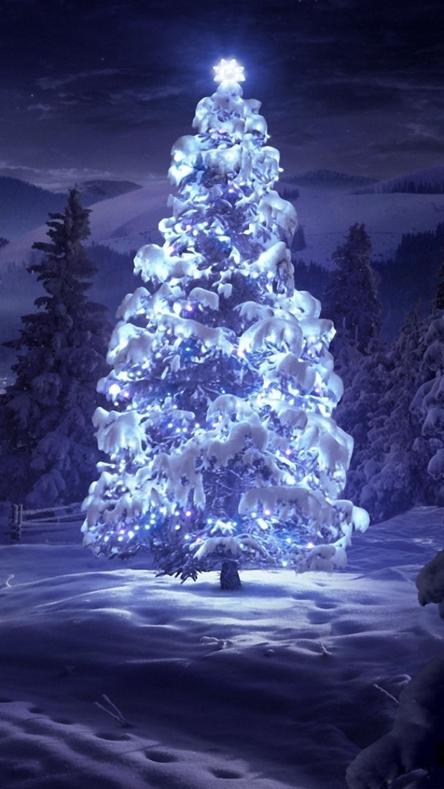 Download mobile wallpaper Landscape, Winter, Snow, Christmas, Holiday, Purple, Christmas Tree for free.