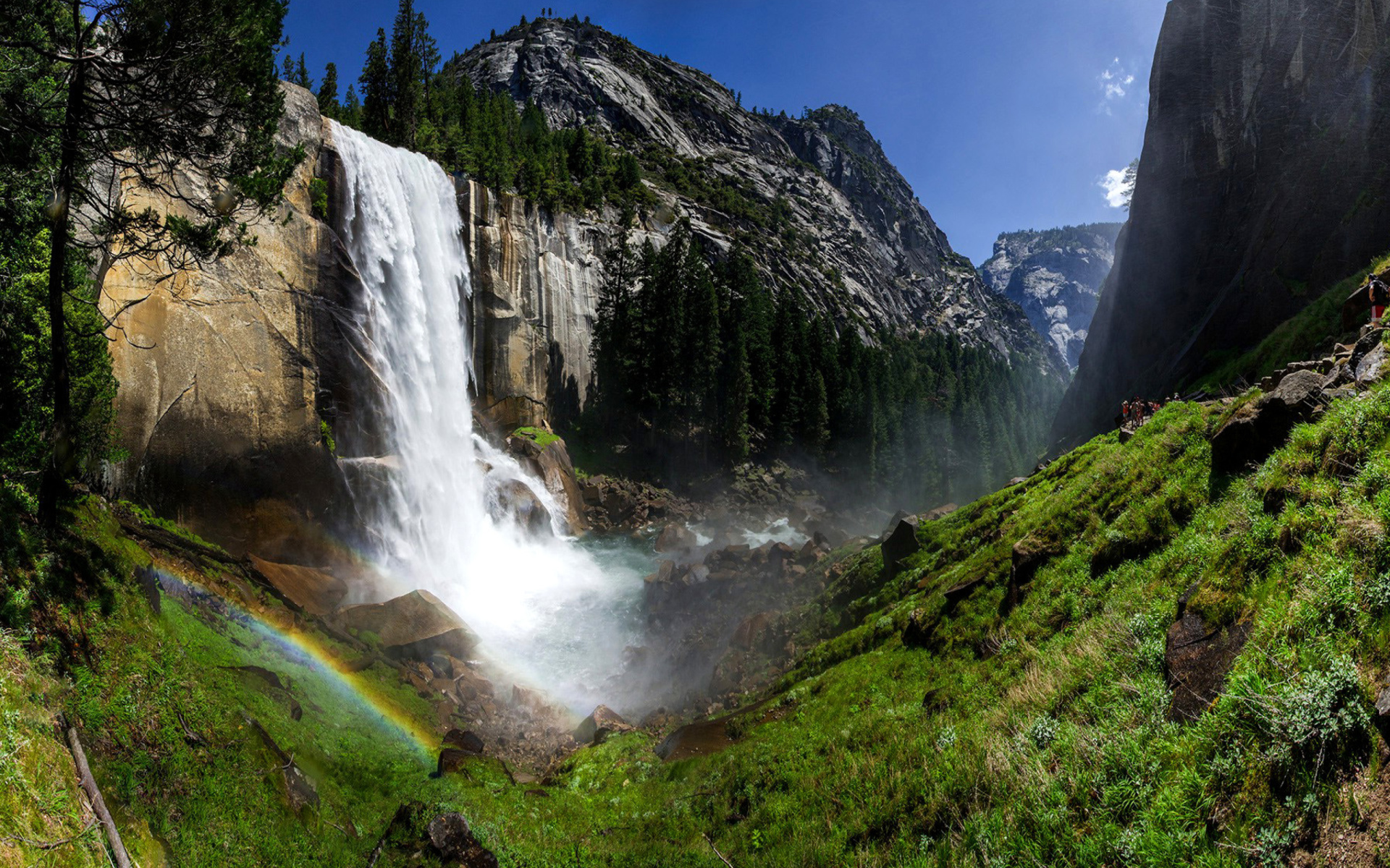 PCデスクトップに木, 滝, 山, 地球, 虹, バーナルフォール画像を無料でダウンロード