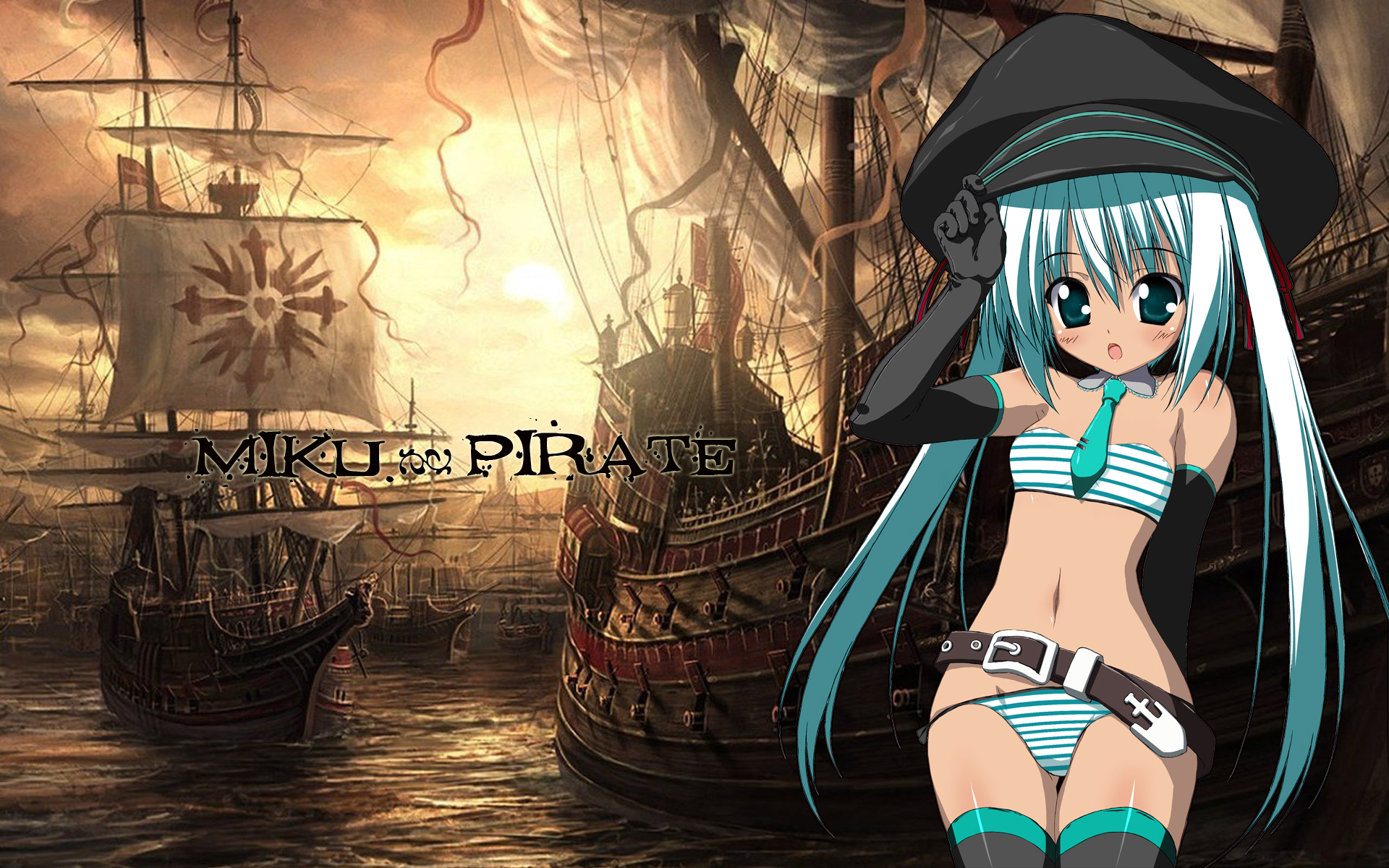 Download mobile wallpaper Pirate, Vocaloid, Hatsune Miku, Ship, Anime for free.