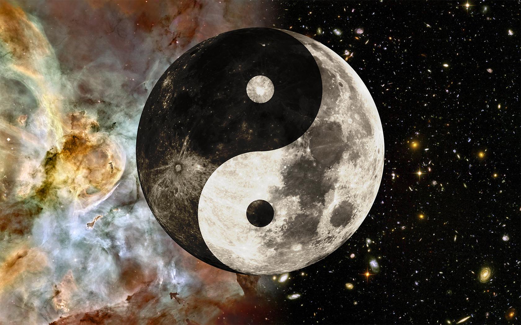 169298 télécharger l'image yin et yang, artistique, espace, lune - fonds d'écran et économiseurs d'écran gratuits