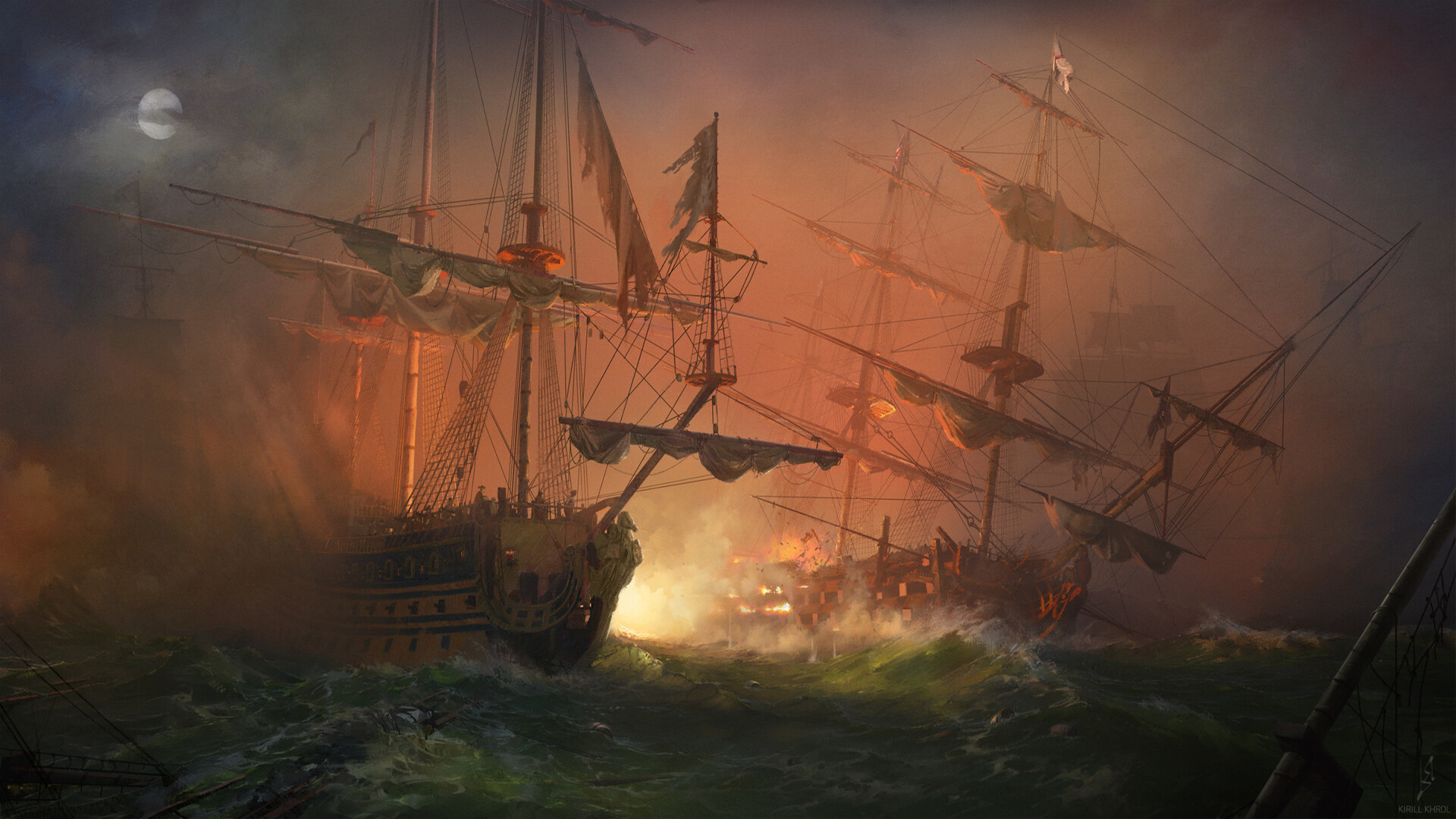 fantasy, ship, battle, naval