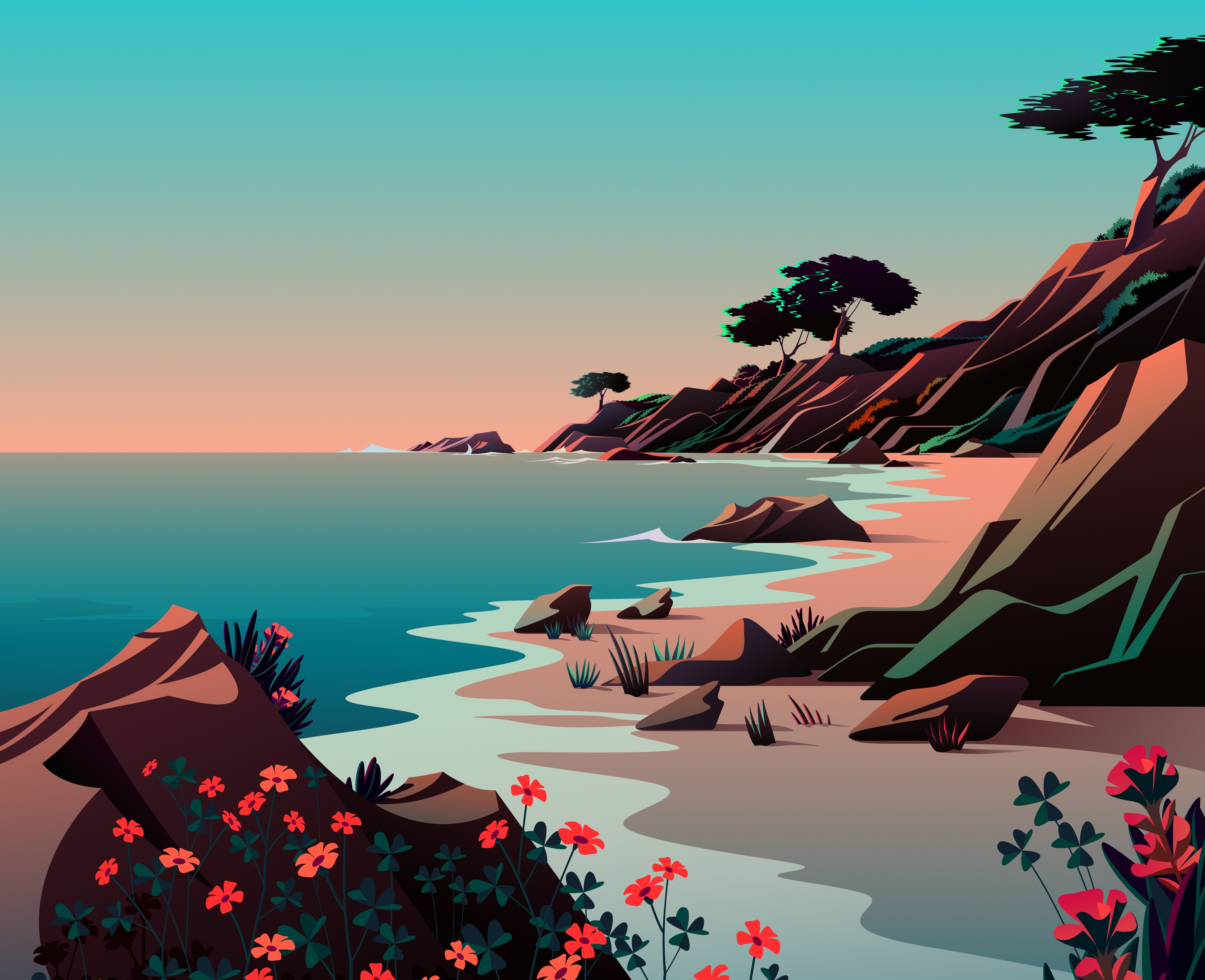 Free download wallpaper Nature, Beach, Artistic, Minimalist on your PC desktop