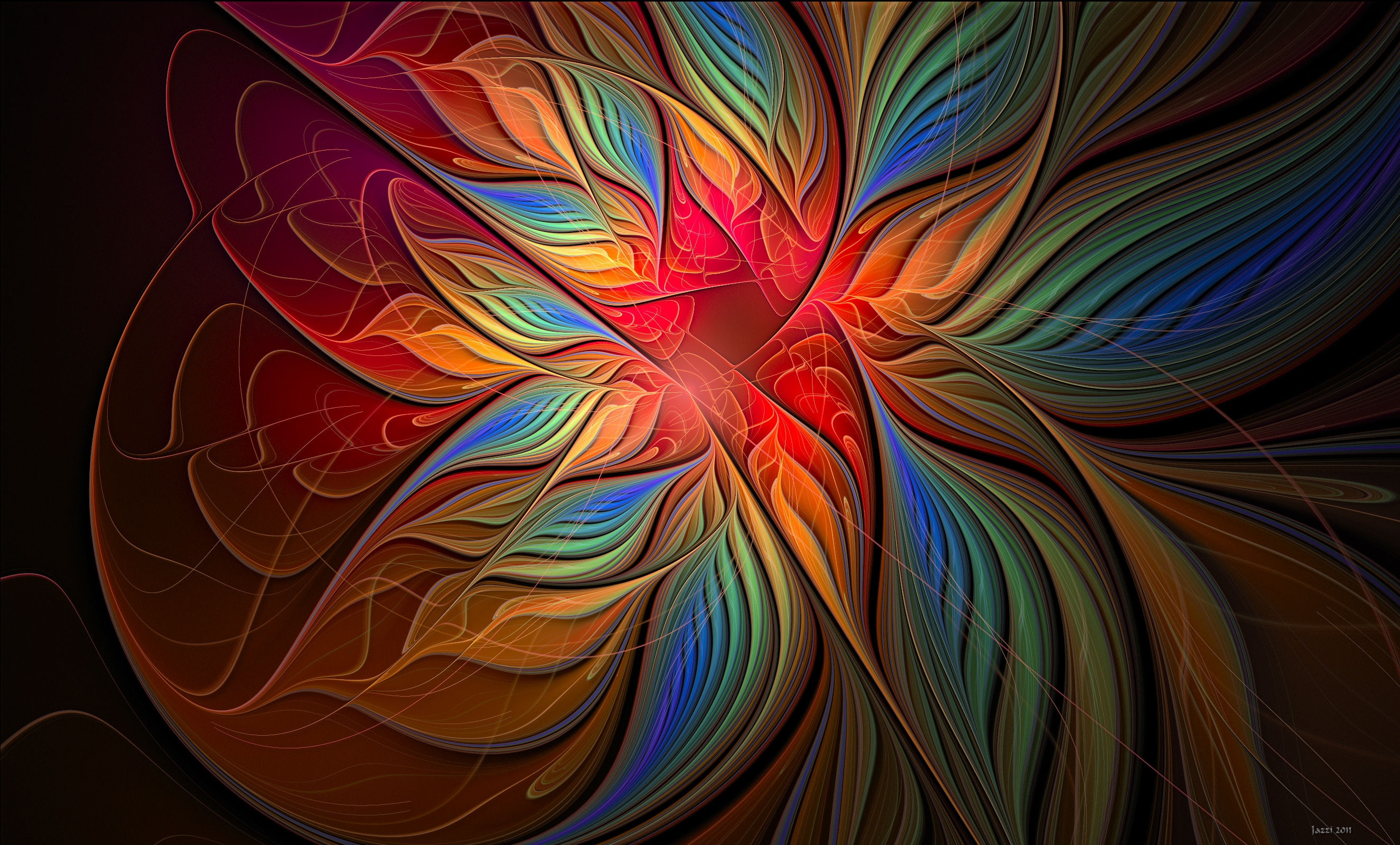 abstract, motley, flower, multicolored, form 4K for PC