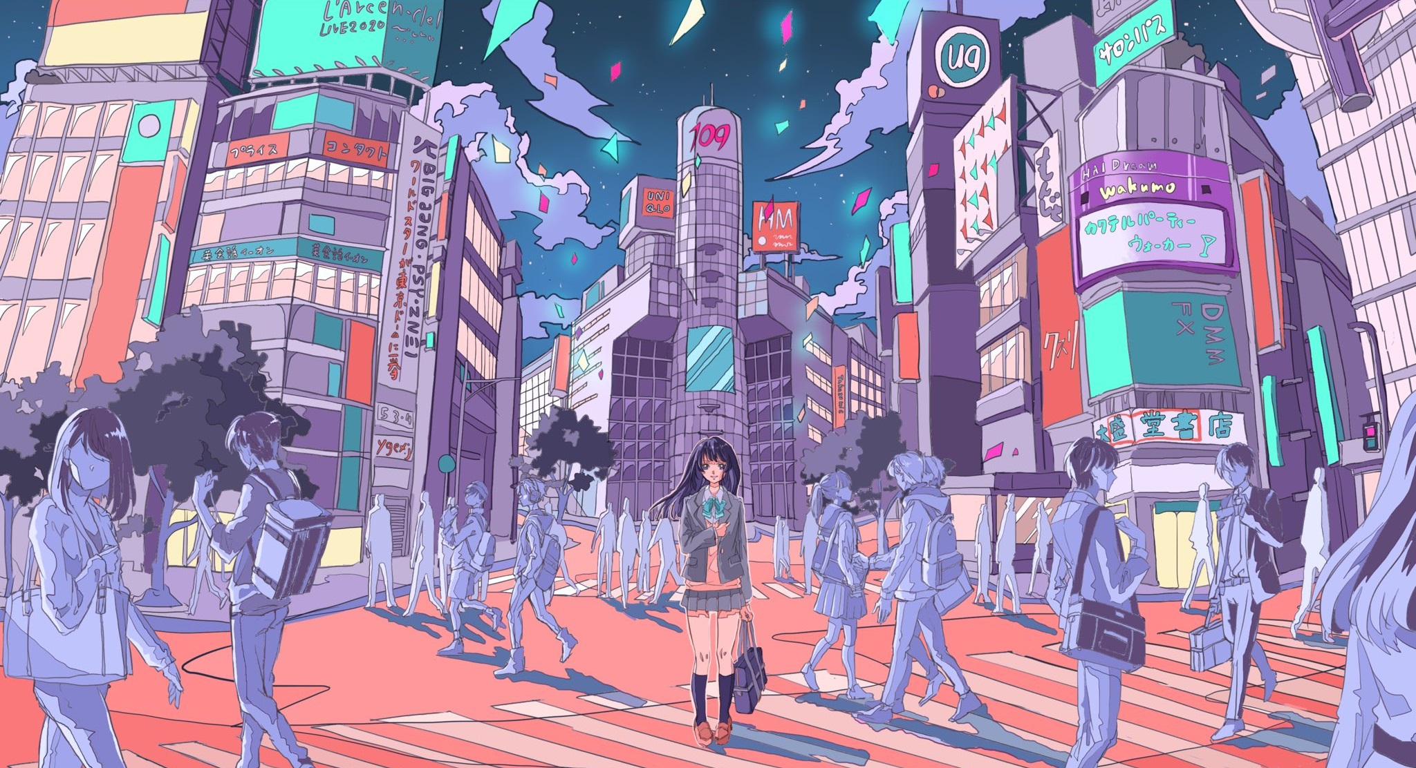 Free download wallpaper Anime, People, City, Original on your PC desktop