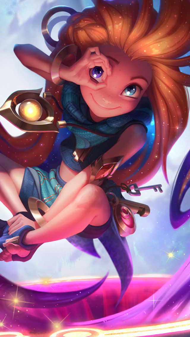 Download mobile wallpaper League Of Legends, Heterochromia, Pink Hair, Video Game, Long Hair, Orange Hair, Zoe (League Of Legends) for free.