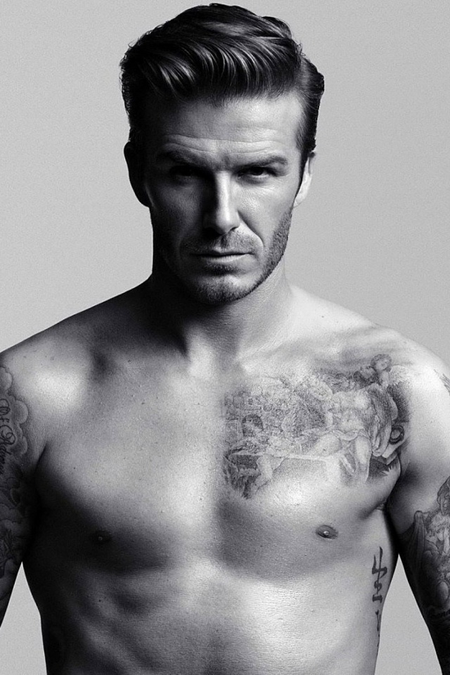Download mobile wallpaper Sports, David Beckham, Tattoo, Soccer, Black & White for free.