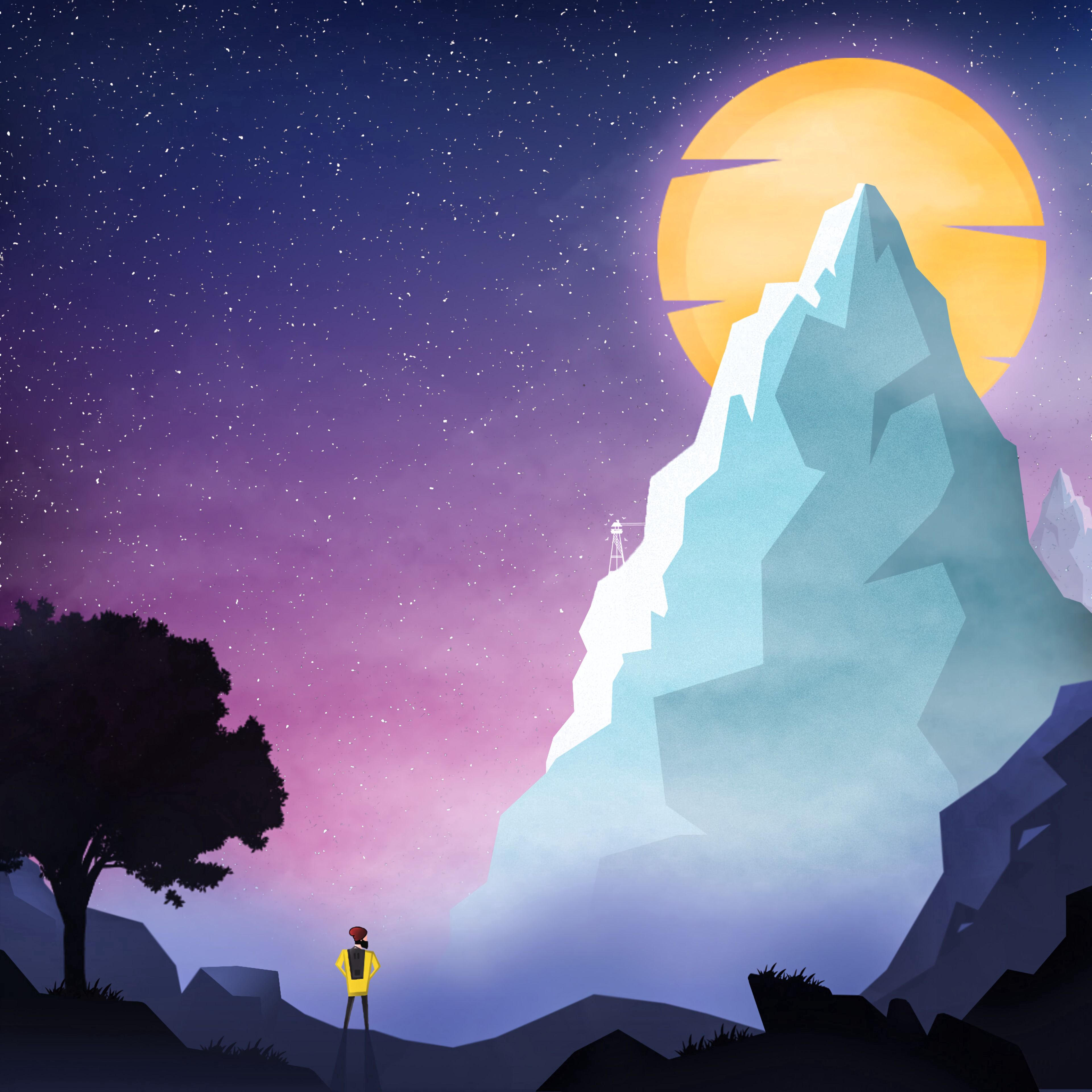 Free download wallpaper Mountains, Silhouette, Night, Art, Landscape on your PC desktop