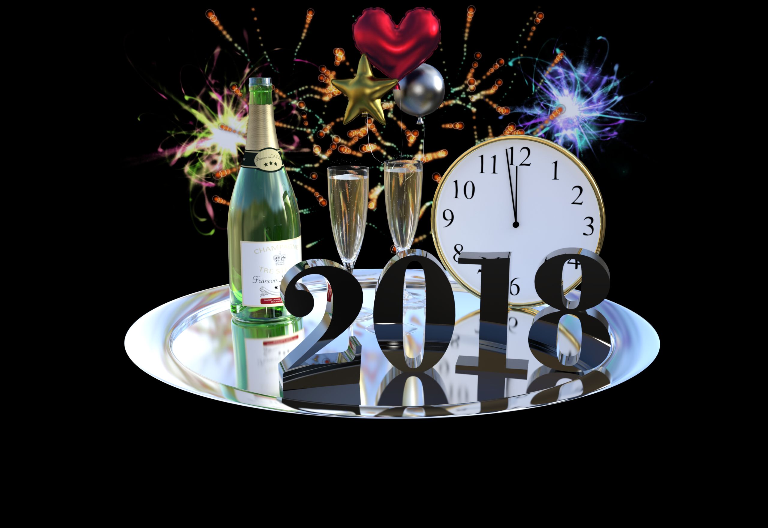 867131壁紙のダウンロードホリデー, 2018年新年, シャンパン, 新年-スクリーンセーバーと写真を無料で