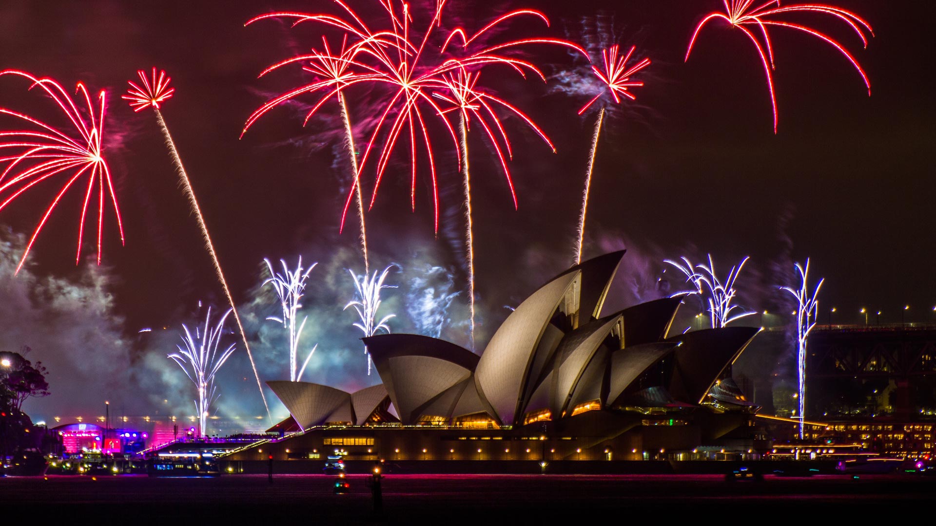 Download mobile wallpaper Architecture, Sydney, Fireworks, Sydney Opera House, Man Made for free.