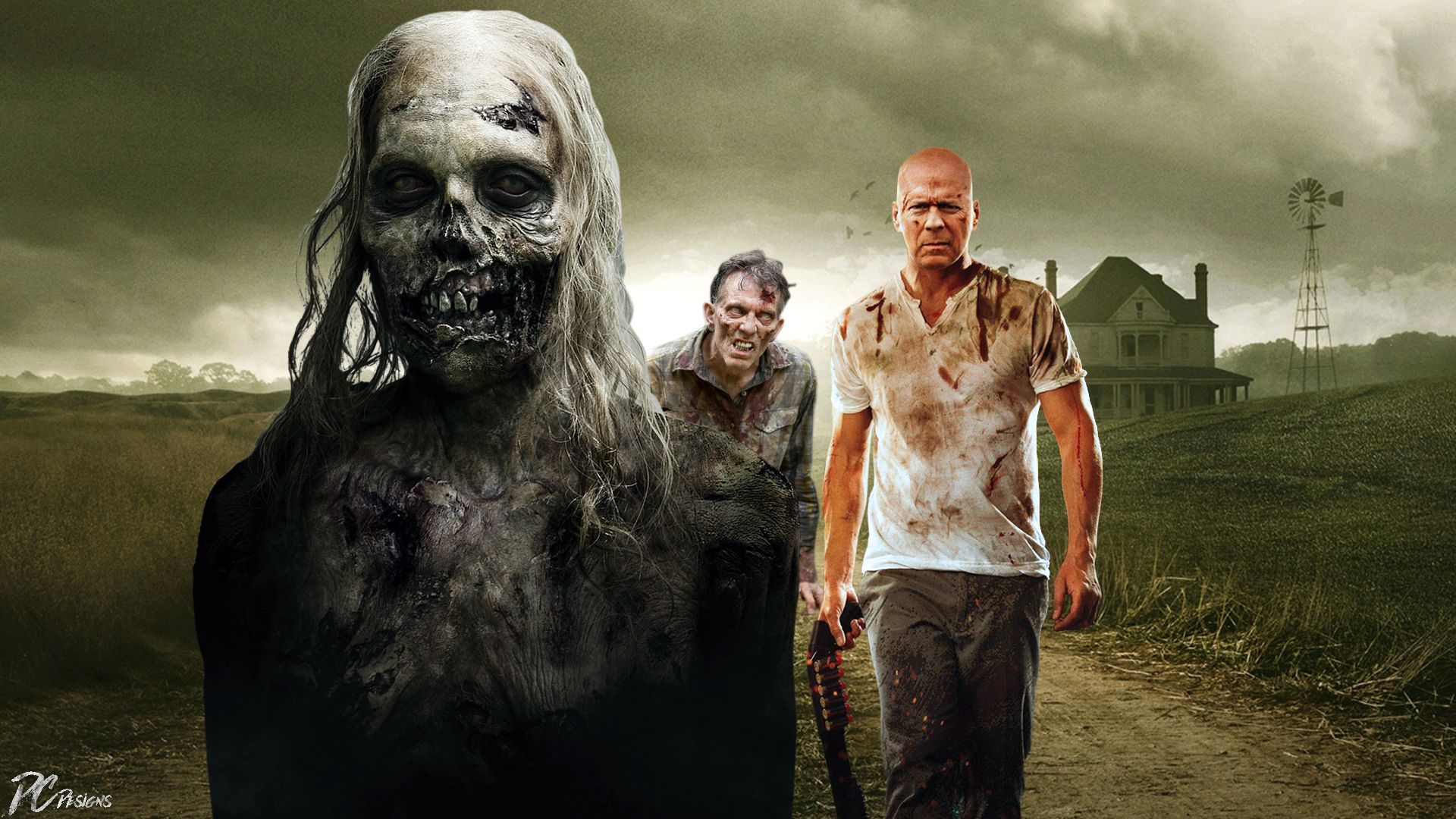 673983 Hintergrundbild herunterladen filme, crossover, bruce willis, die laufenden toten, zombie - Bildschirmschoner und Bilder kostenlos